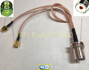 UHF Female BULKHEAD to Y type 2X SMA Male Splitter Combiner cable pigtail RG316
