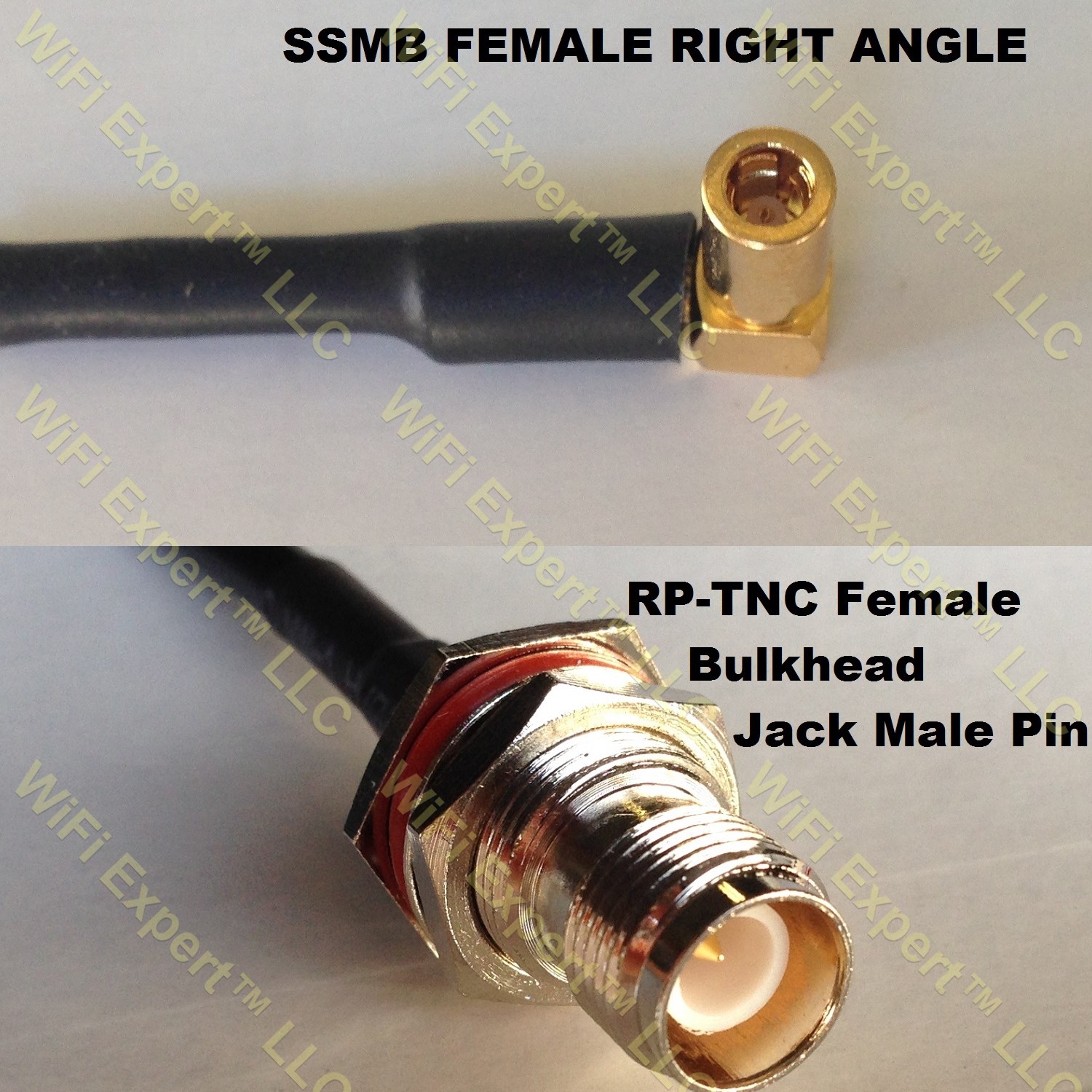 RG316 SSMB ANGLE FEMALE to RP-TNC FEMALE BULKHEAD Coaxial RF Pigtail Cable