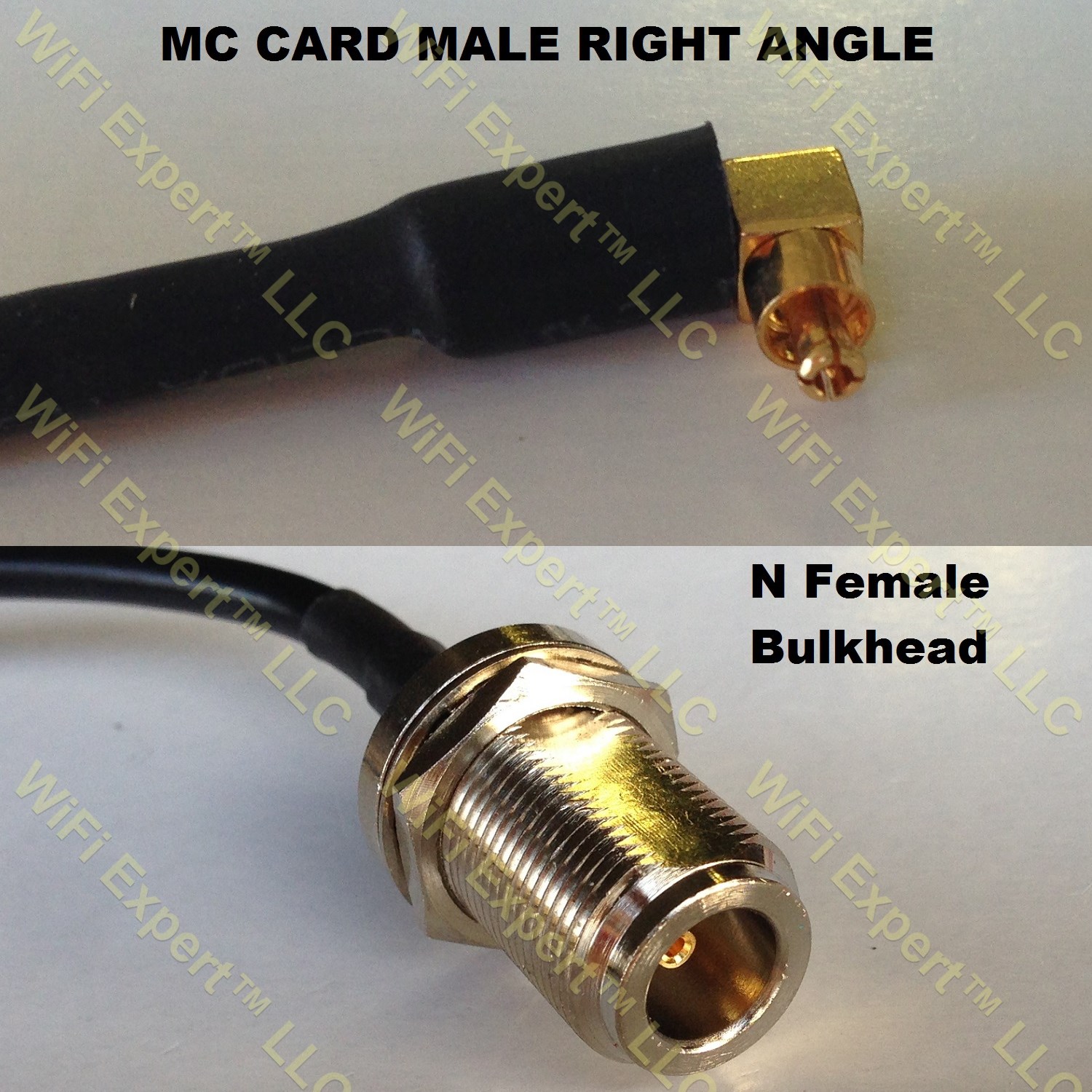 LMR100 MC CARD MALE ANGLE to N FEMALE BULKHEAD Coaxial RF Pigtail Cable