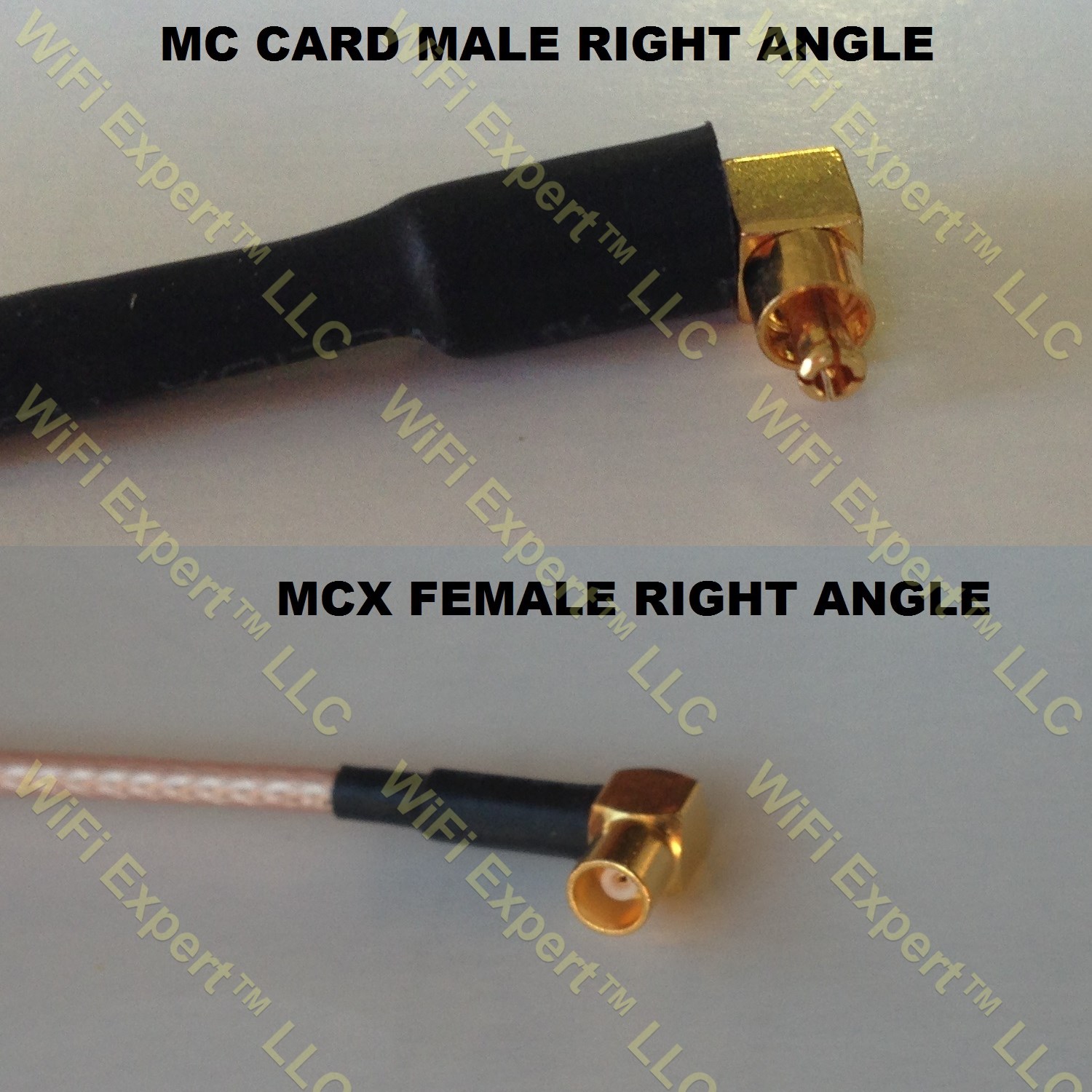 LMR100 MC CARD MALE ANGLE to MCX FEMALE ANGLE Coaxial RF Pigtail Cable