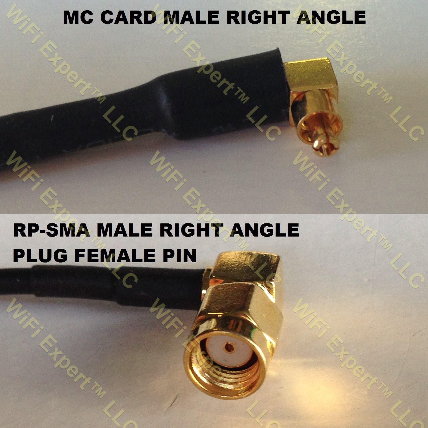 LMR100 MC CARD MALE ANGLE to RP-SMA MALE ANGLE Coaxial RF Pigtail Cable