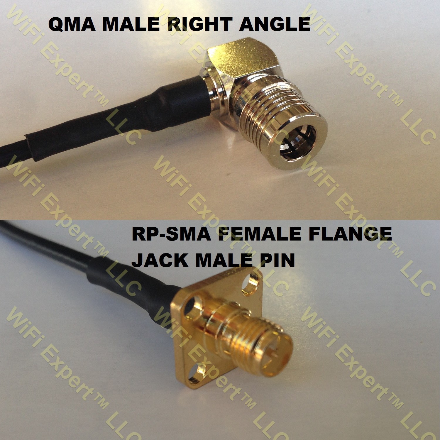 LMR100 QMA MALE ANGLE to RP-SMA Female Flange Coaxial RF Pigtail Cable