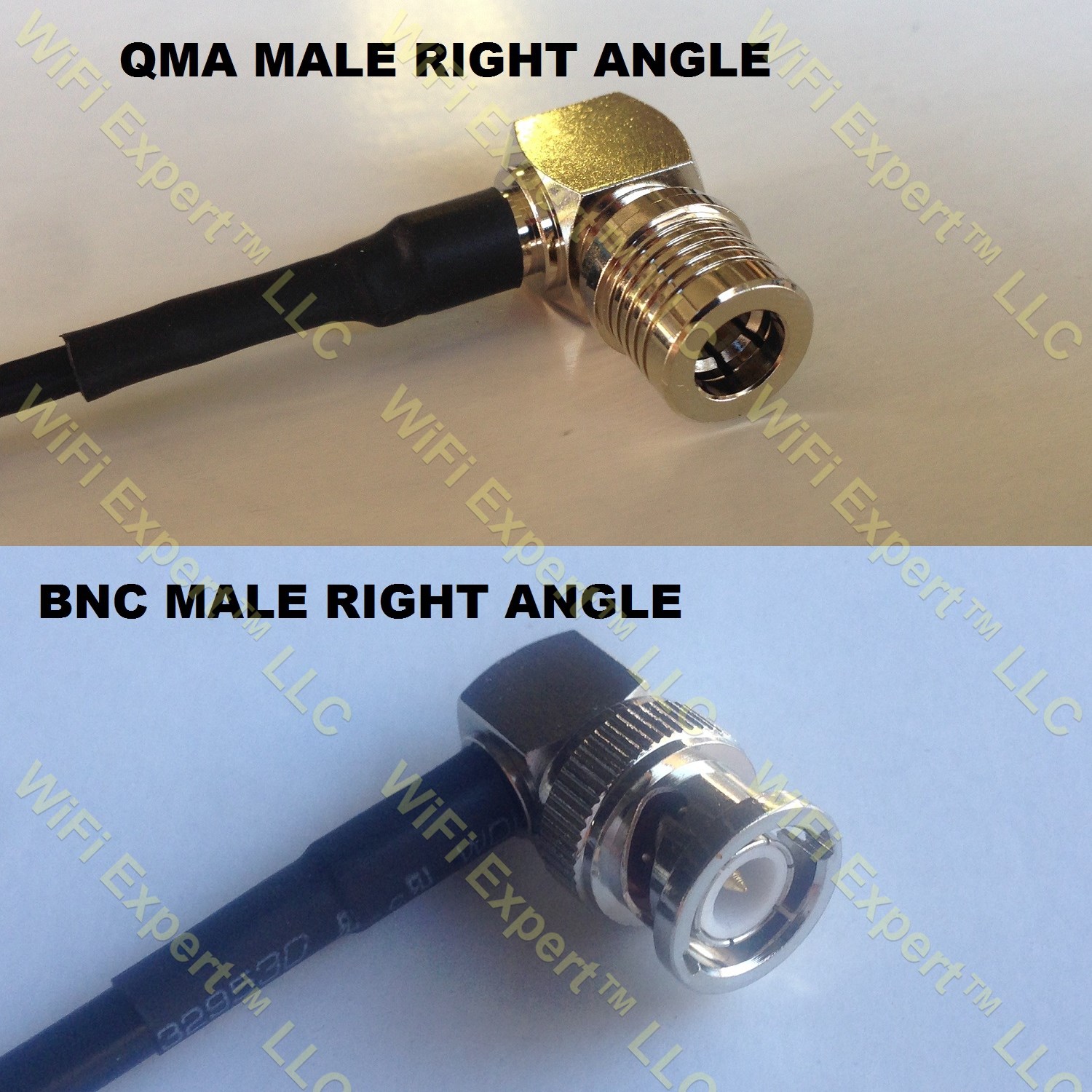 LMR100 QMA MALE ANGLE to BNC MALE ANGLE Coaxial RF Pigtail Cable