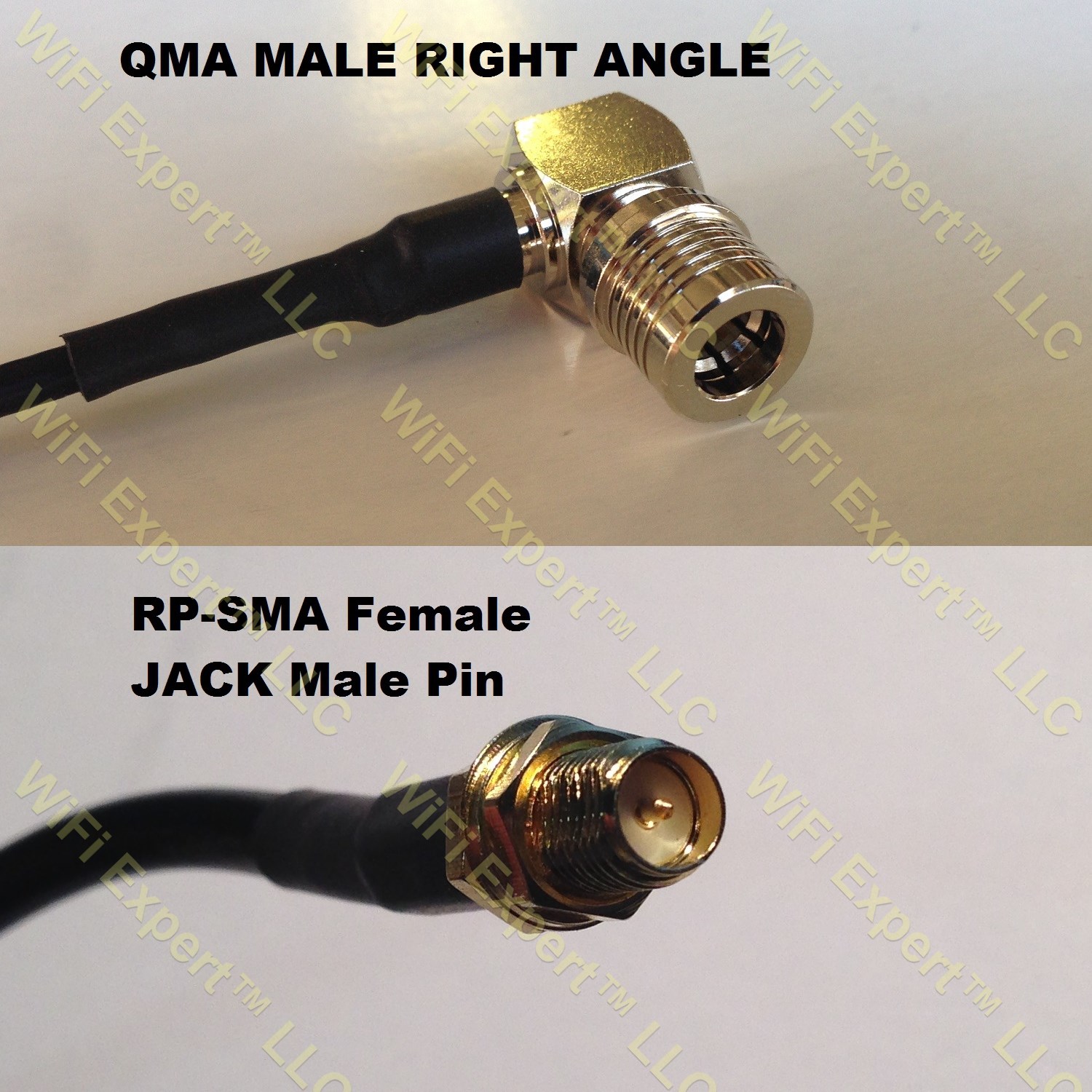 RG400 QMA MALE ANGLE to RP-SMA FEMALE Coaxial RF Pigtail Cable