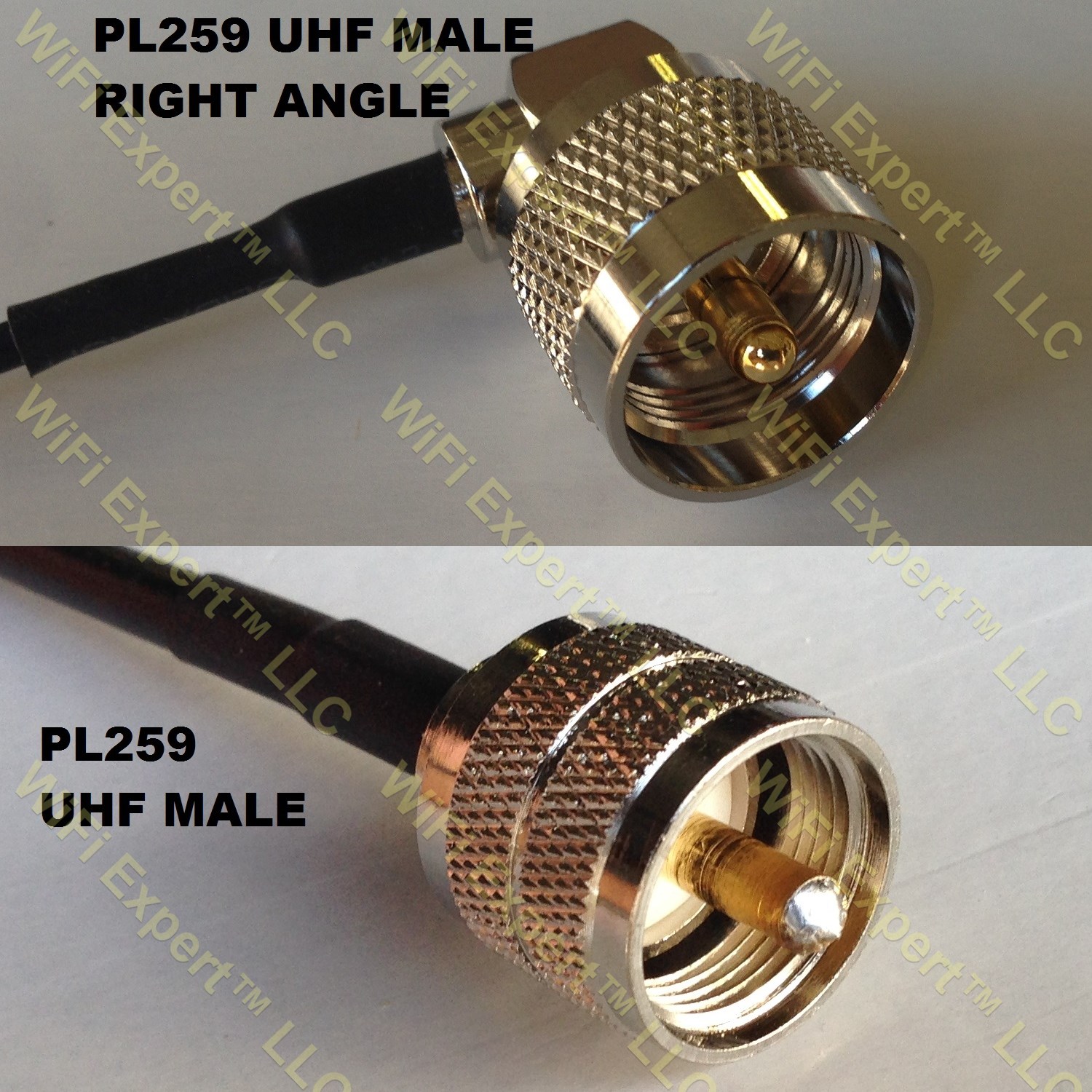 LMR400 UHF Male Angle to PL259 UHF Male Coaxial RF Pigtail Cable