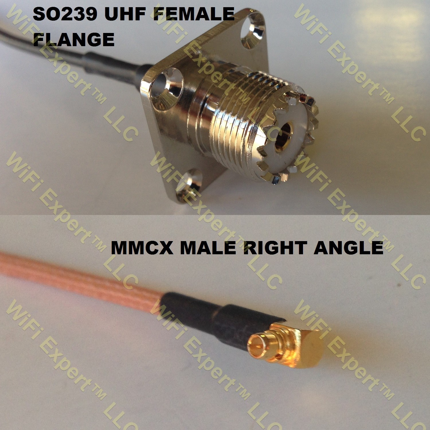 LMR100 UHF Female Flange to MMCX MALE ANGLE Coaxial RF Pigtail Cable