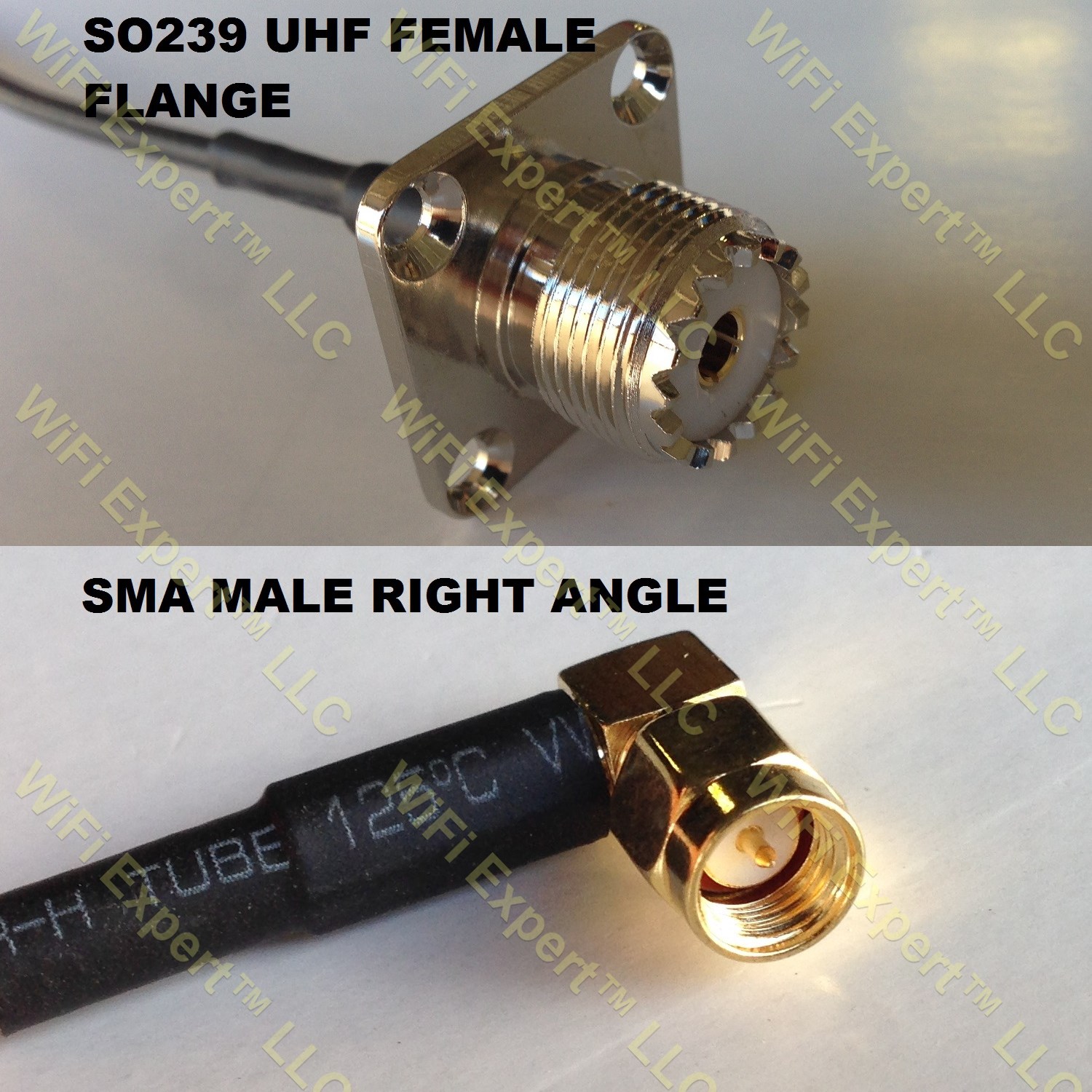 LMR100 UHF Female Flange to SMA MALE ANGLE Coaxial RF Pigtail Cable