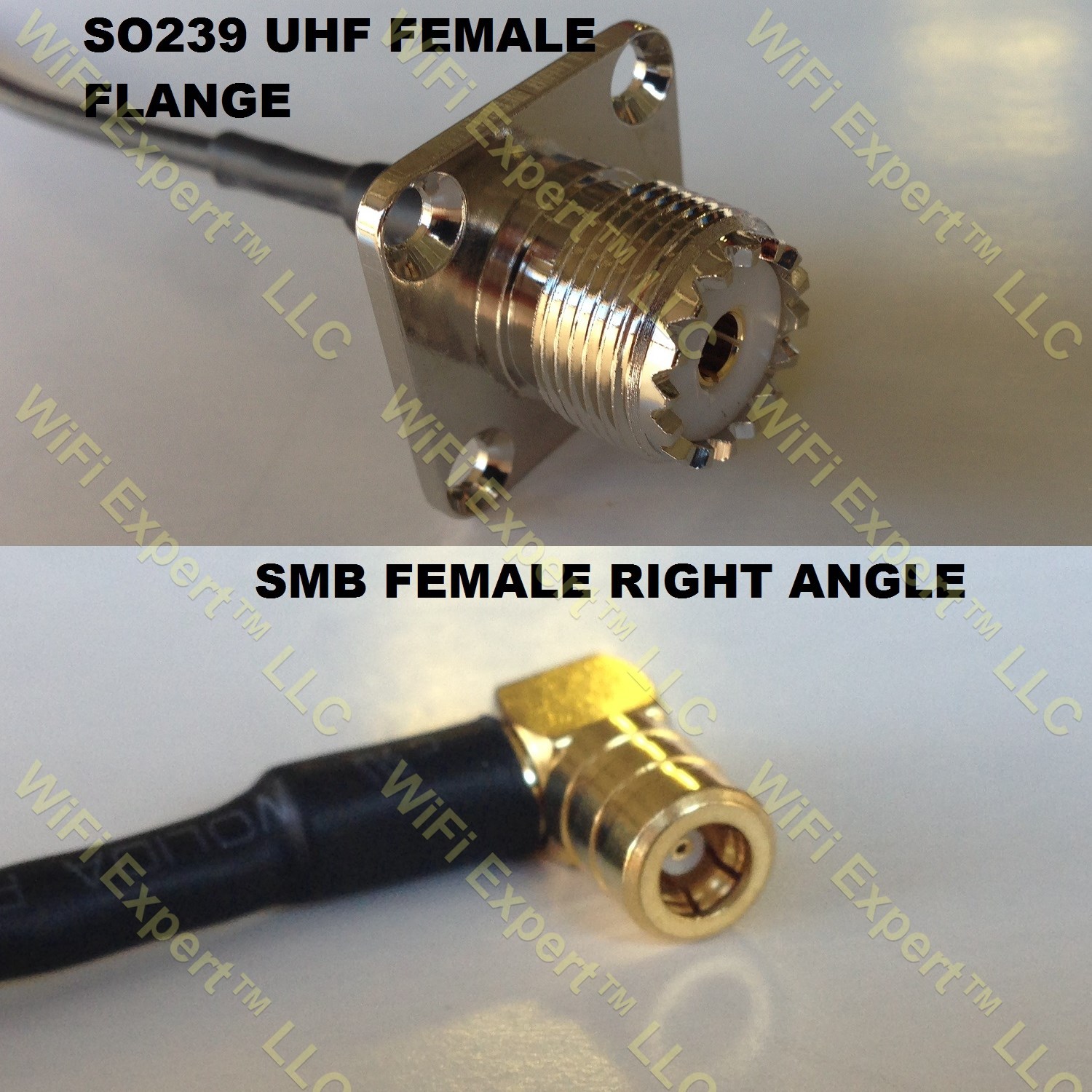 LMR100 UHF Female Flange to SMB FEMALE ANGLE Coaxial RF Pigtail Cable