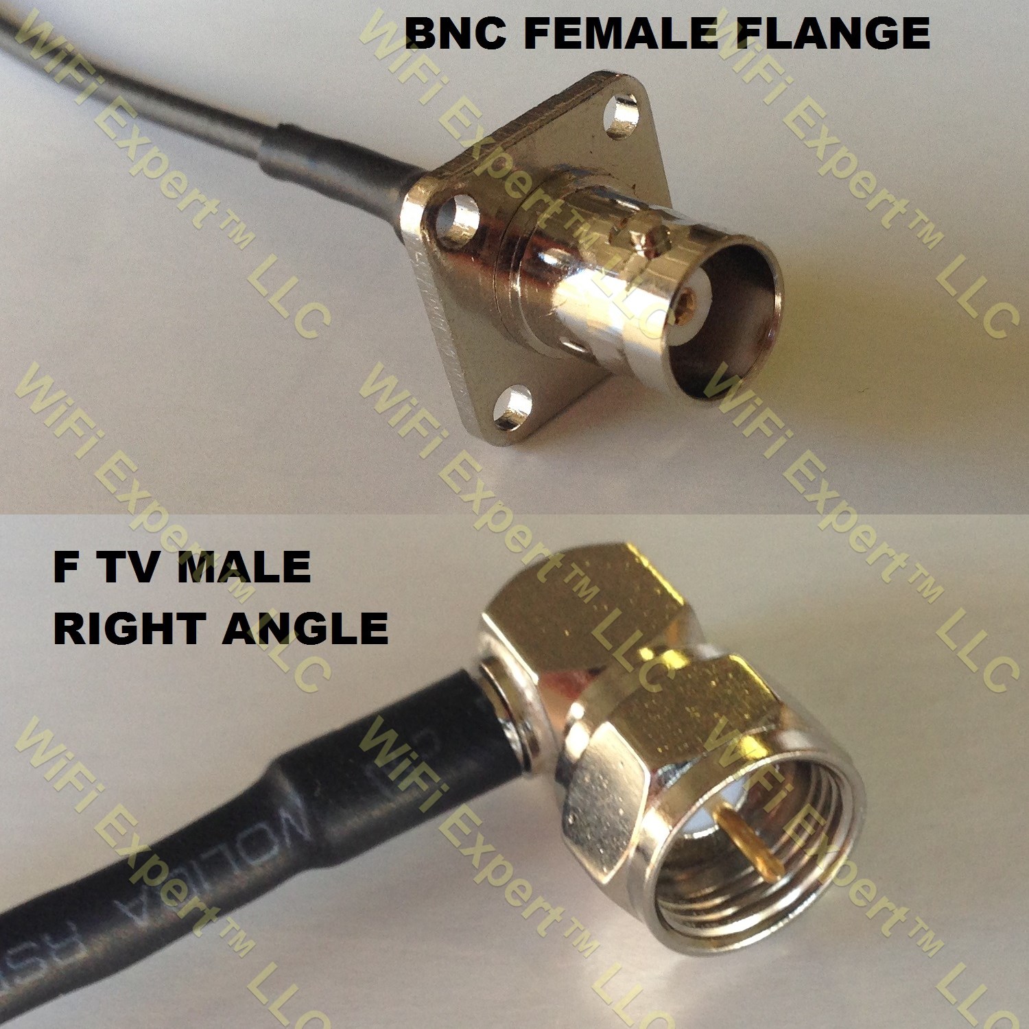 LMR100 BNC Flange Female to F MALE ANGLE Coaxial RF Pigtail Cable