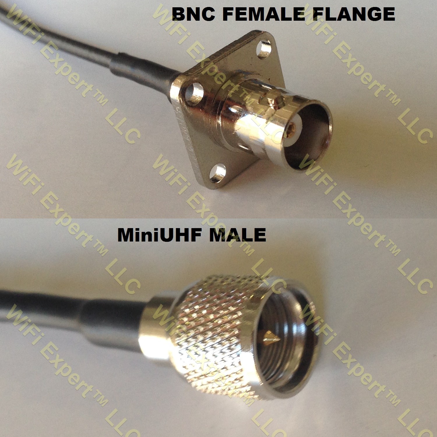 LMR100 BNC Flange Female to MINI UHF MALE Coaxial RF Pigtail Cable