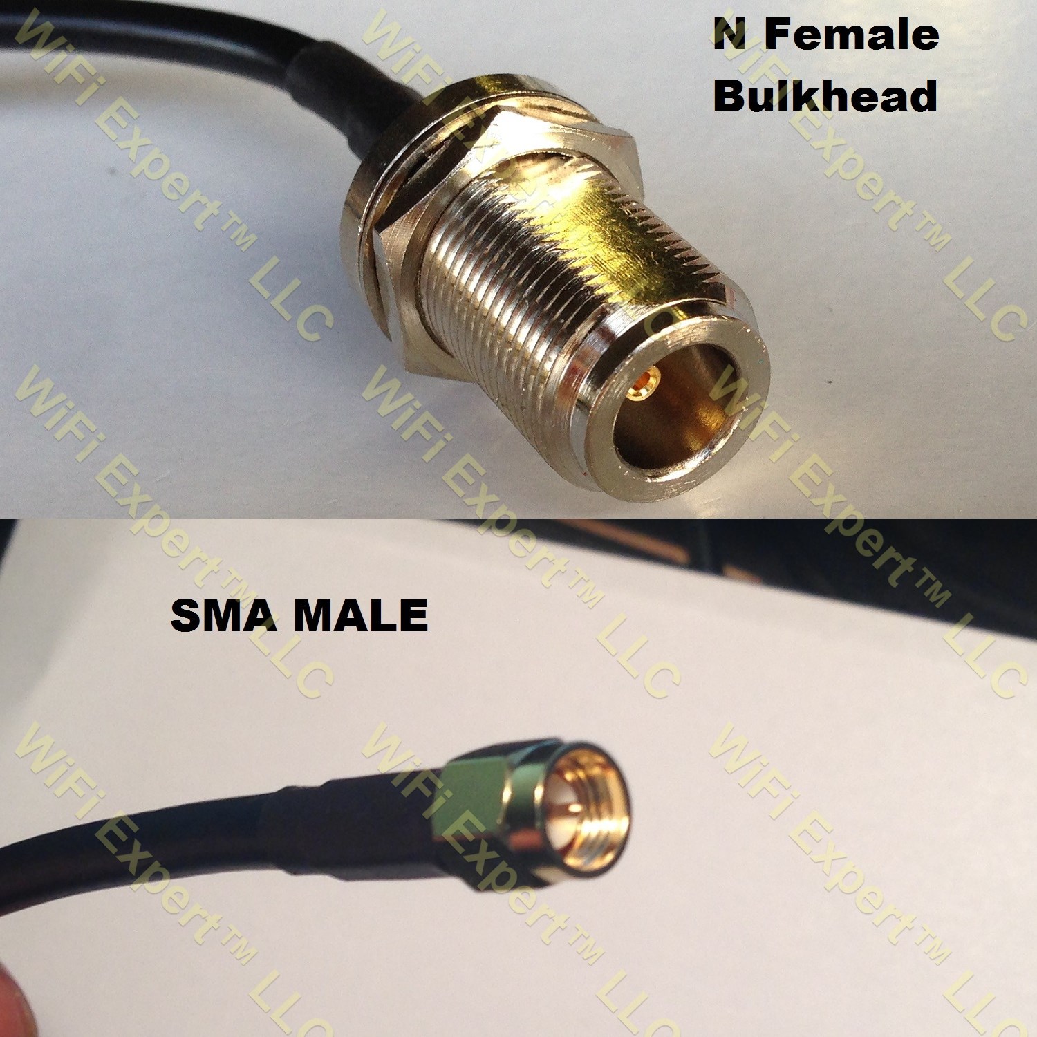 N Female Bulkhead to SMA Male RG402  Cable 21" Inches 