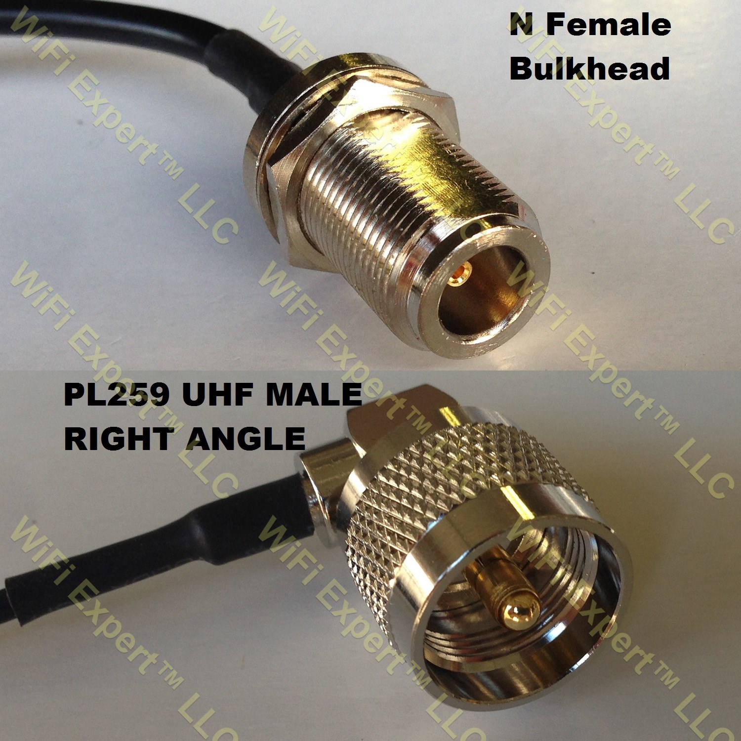 RG400 N FEMALE BULKHEAD to UHF Male Angle Coaxial RF Pigtail Cable