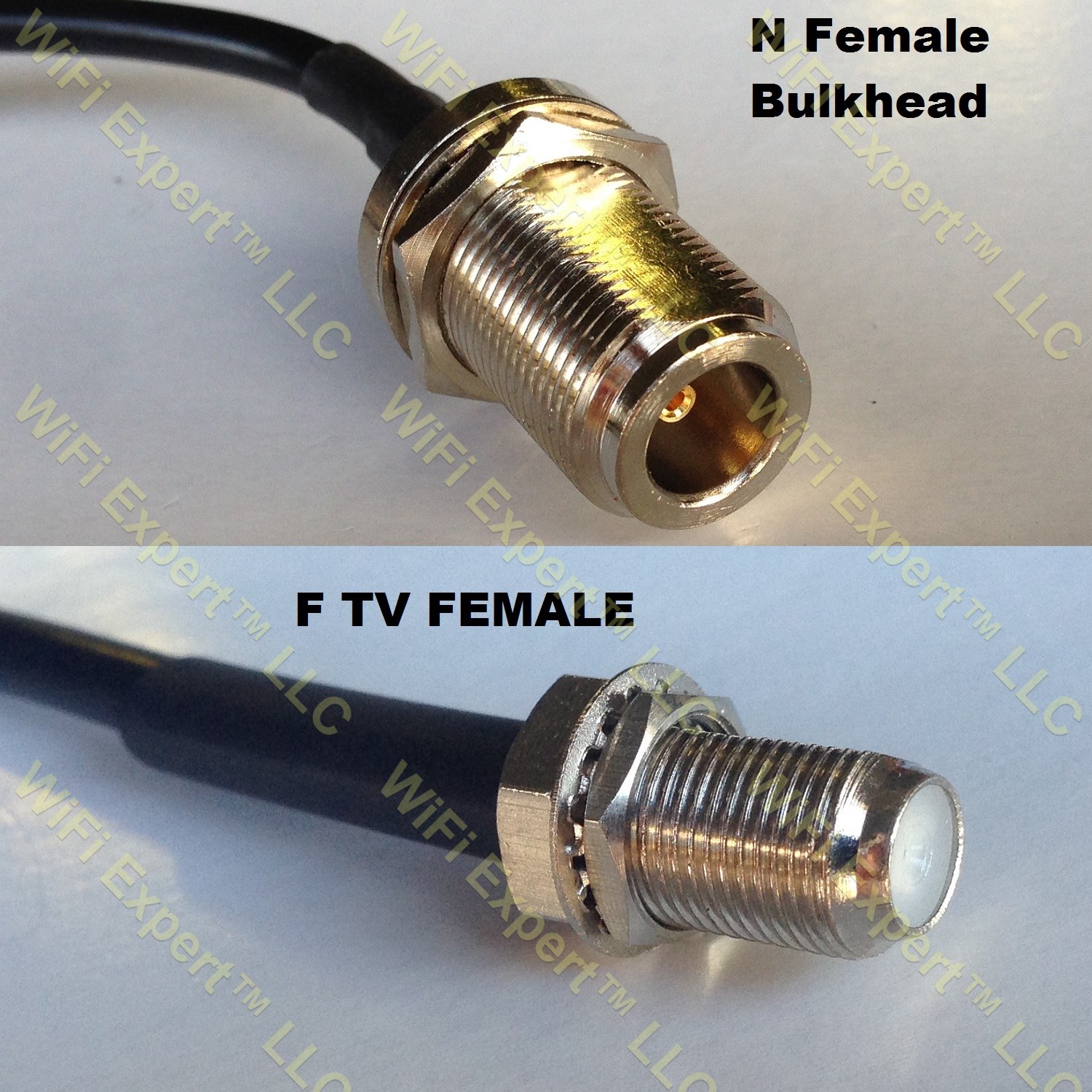 RG400 N FEMALE BULKHEAD to F FEMALE Coaxial RF Pigtail Cable
