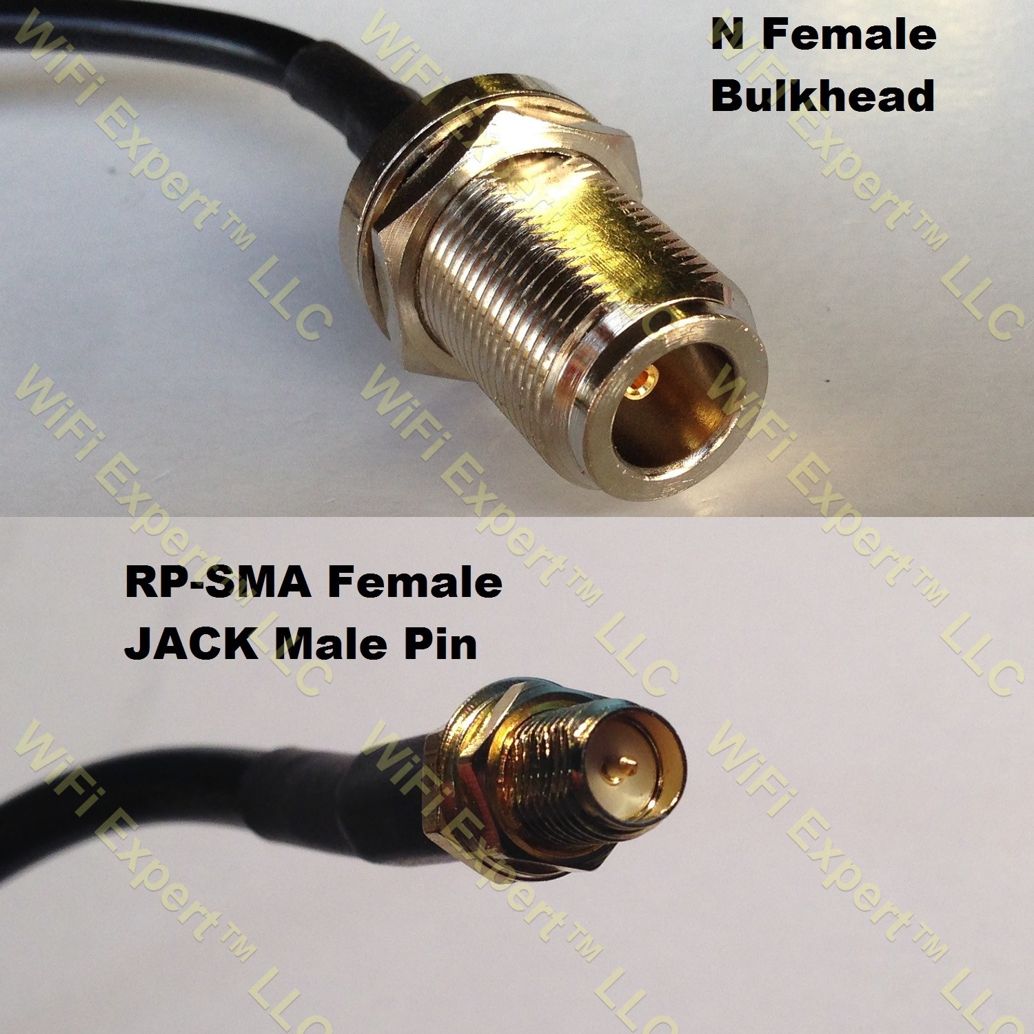 LMR100 N FEMALE BULKHEAD to RP-SMA FEMALE Coaxial RF Pigtail Cable