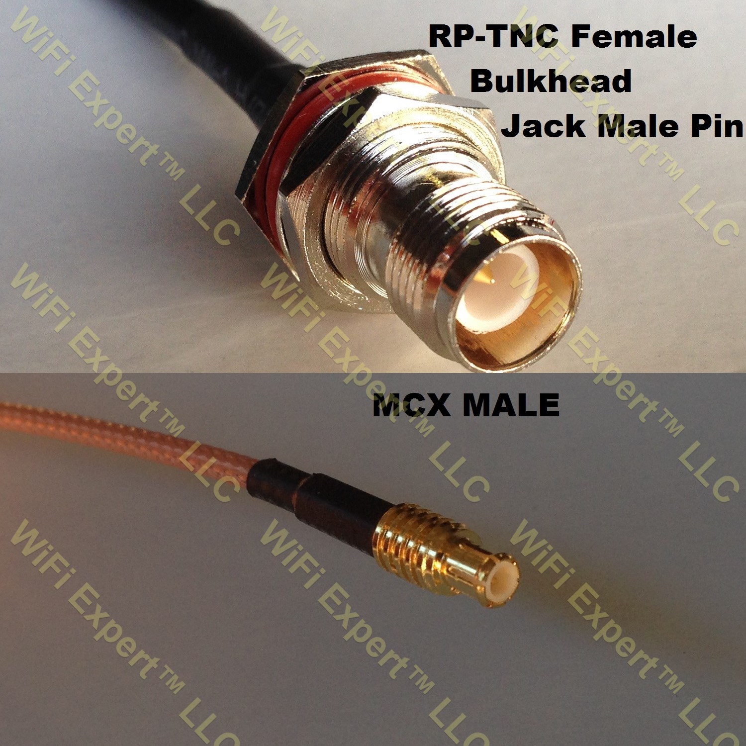 LMR100 RP-TNC FEMALE BULKHEAD to MCX MALE Coaxial RF Pigtail Cable