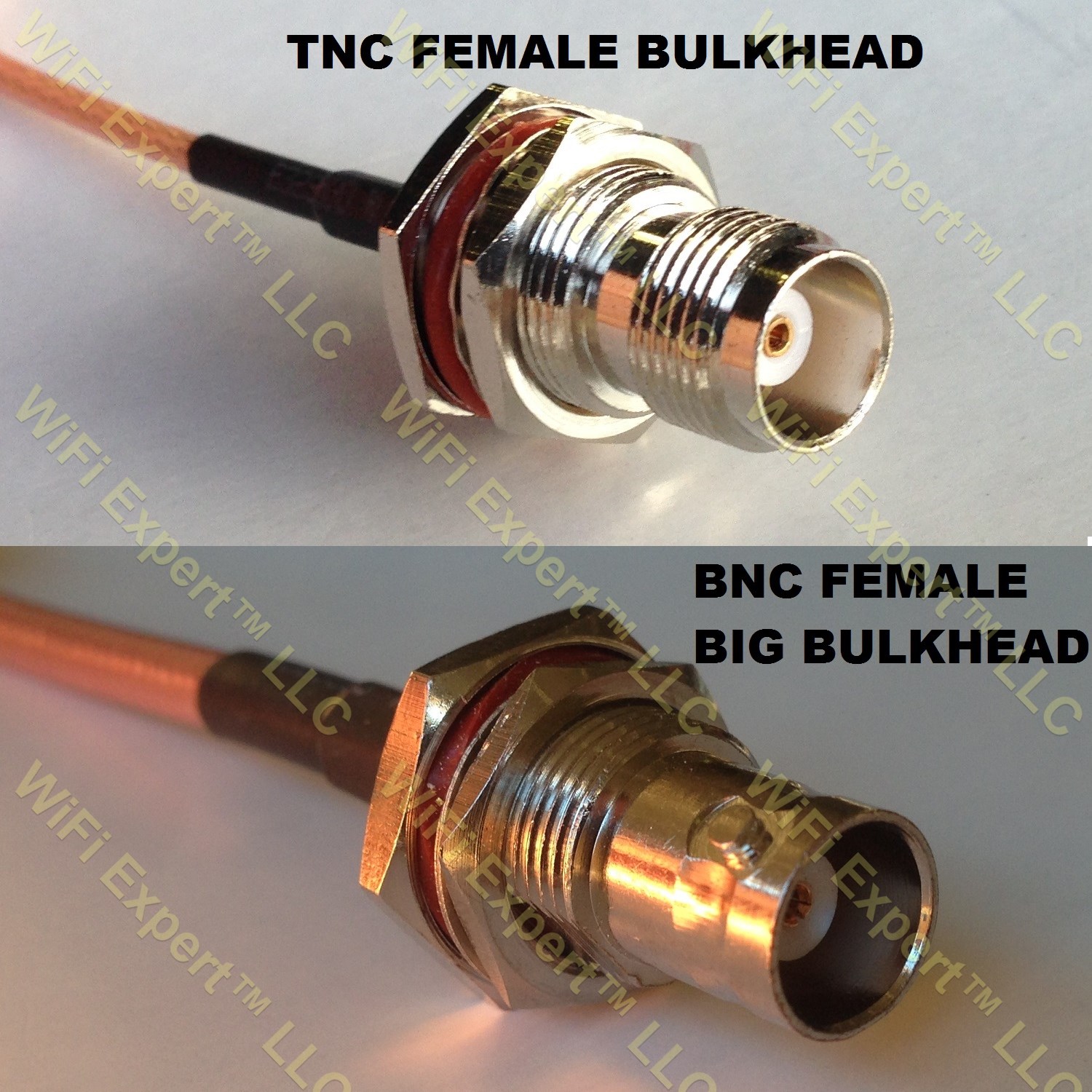 LMR100 TNC FEMALE BULKHEAD to BNC FEMALE BIG BULKHEAD Coaxial RF Pigtail Cable