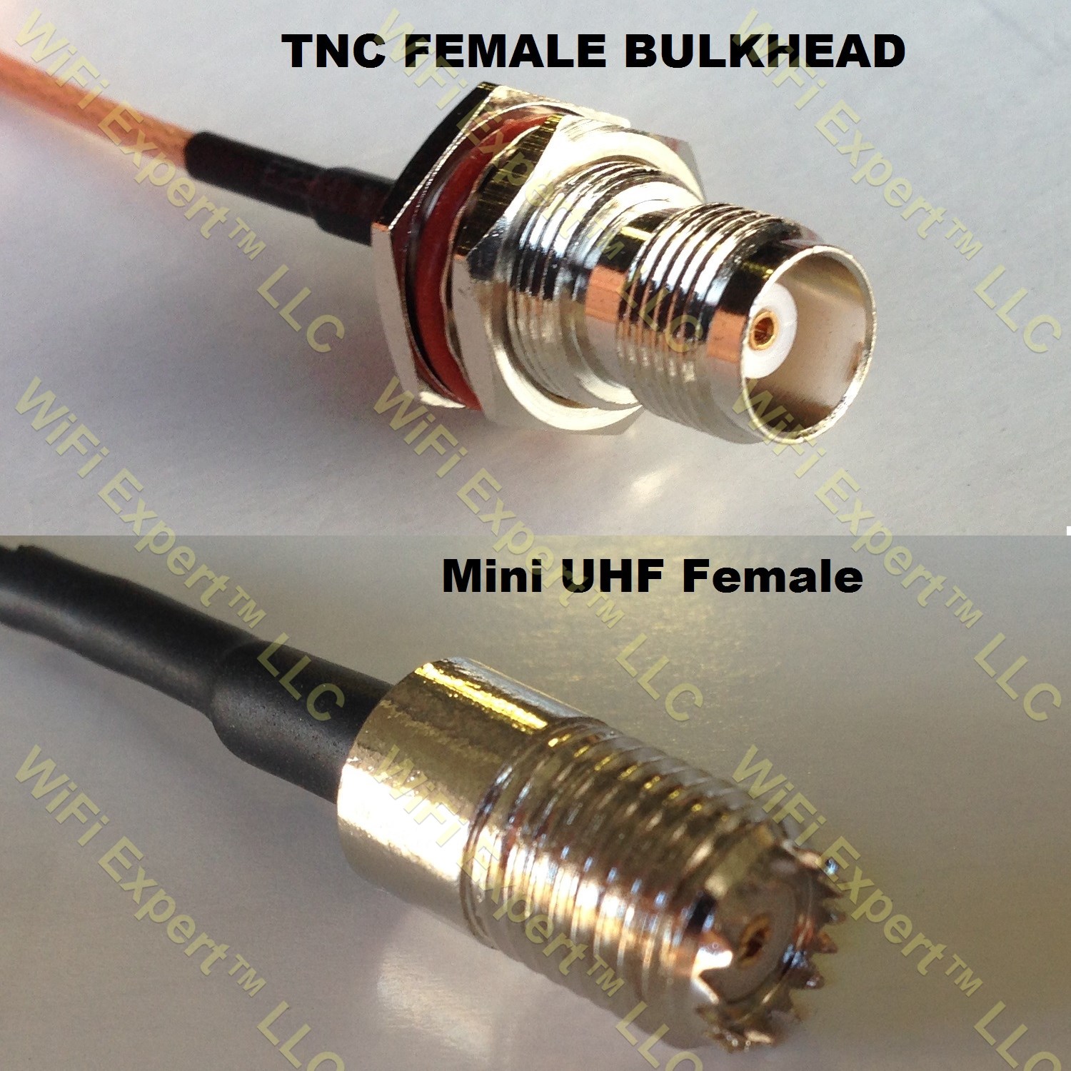 RG58 TNC FEMALE BULKHEAD to MINI UHF FEMALE Coaxial RF Pigtail Cable