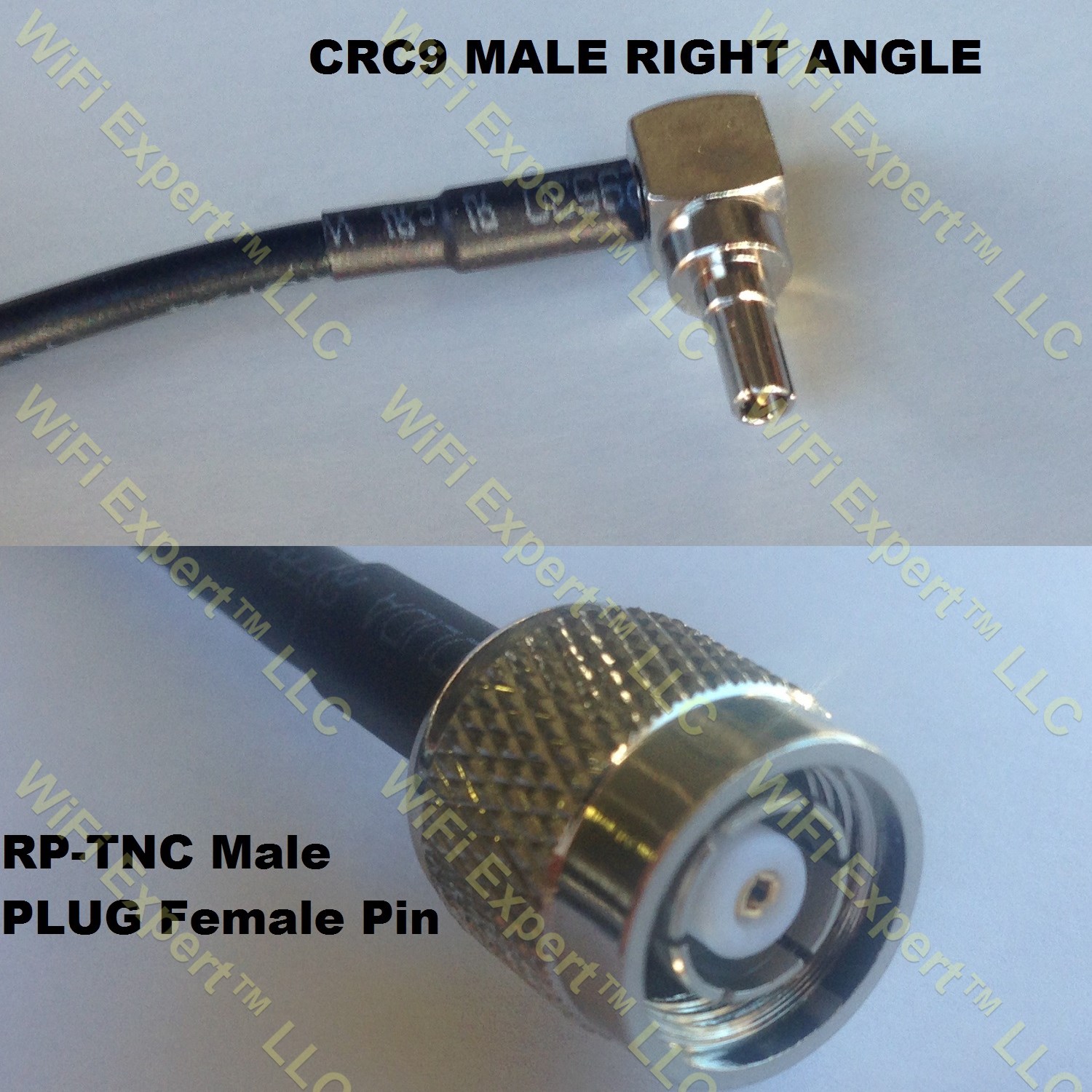 LMR100 CRC9 MALE ANGLE to RP-TNC MALE Coaxial RF Pigtail Cable