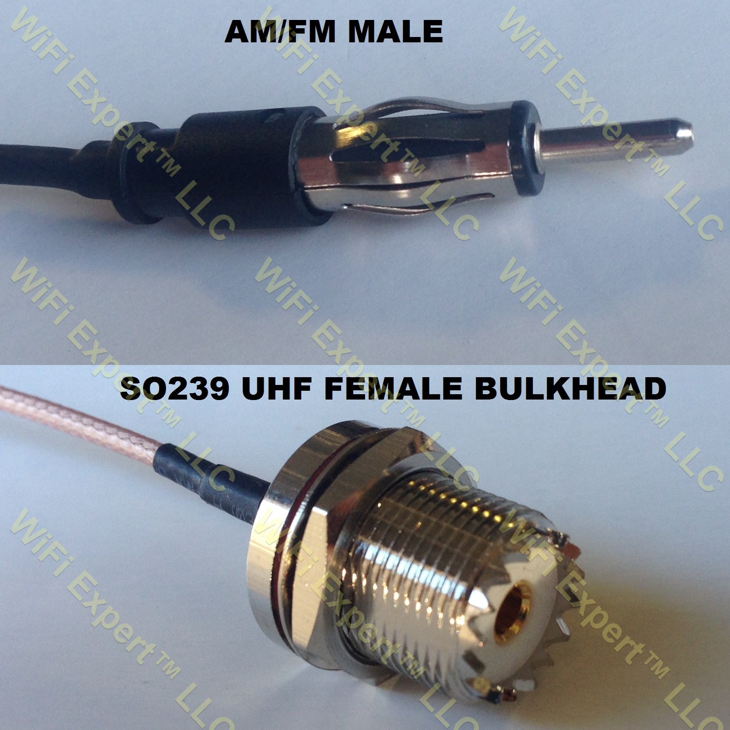 LMR100 AM/FM MALE to UHF Female BULKHEAD Coaxial RF Pigtail Cable