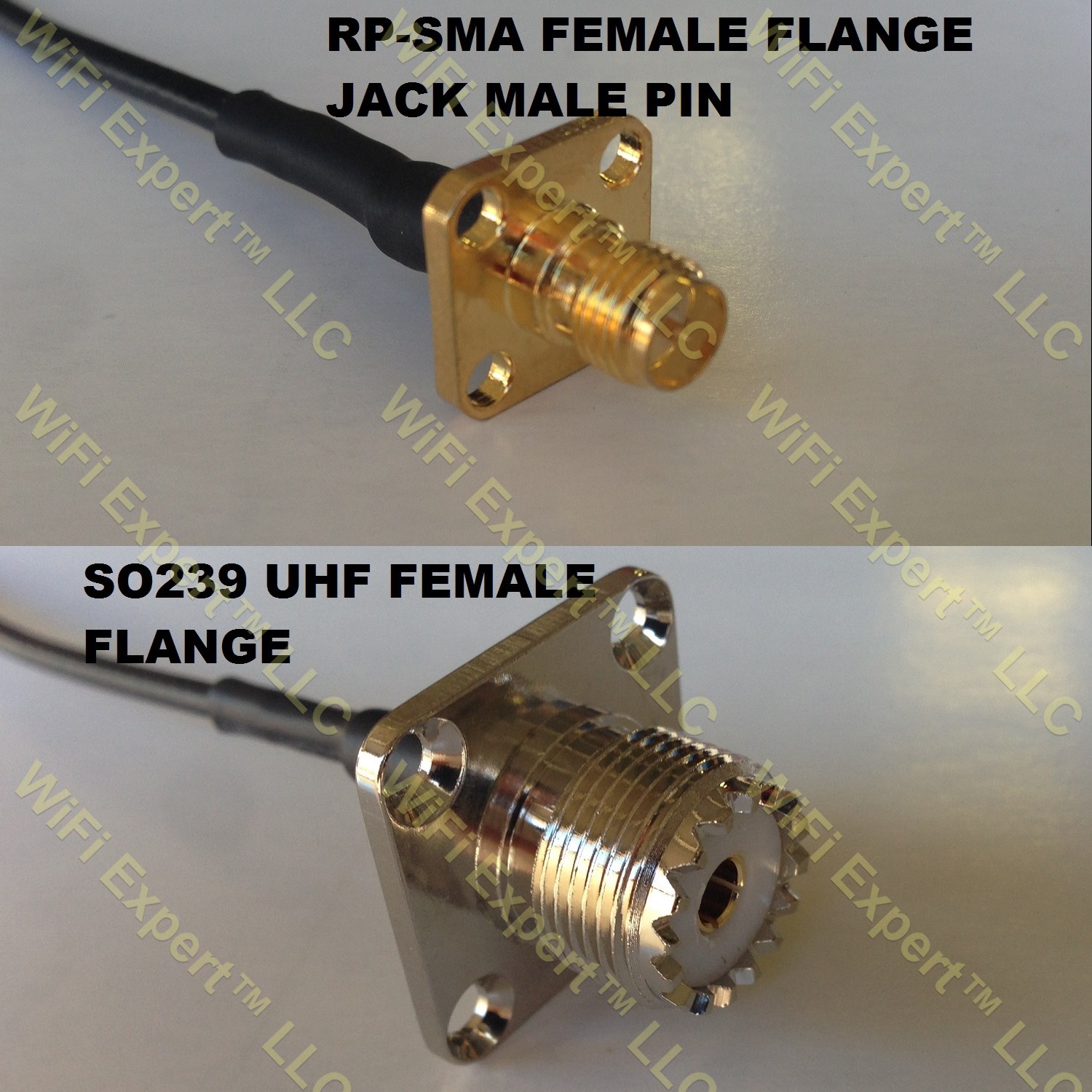 RG316 RP-SMA Female Flange to UHF Female Flange Coaxial RF Pigtail Cable