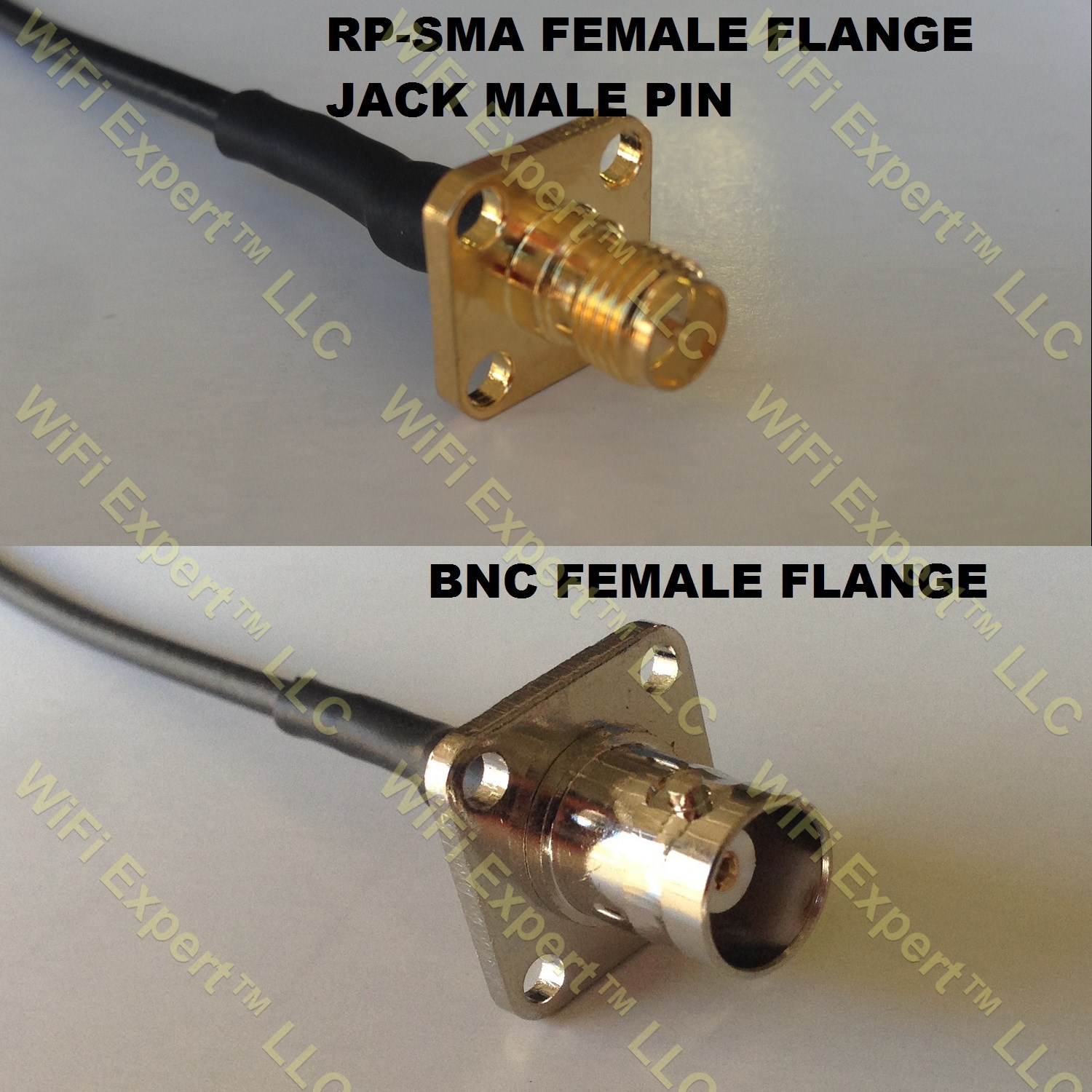 RG316 RP-SMA Female Flange to BNC Flange Female Coaxial RF Pigtail Cable