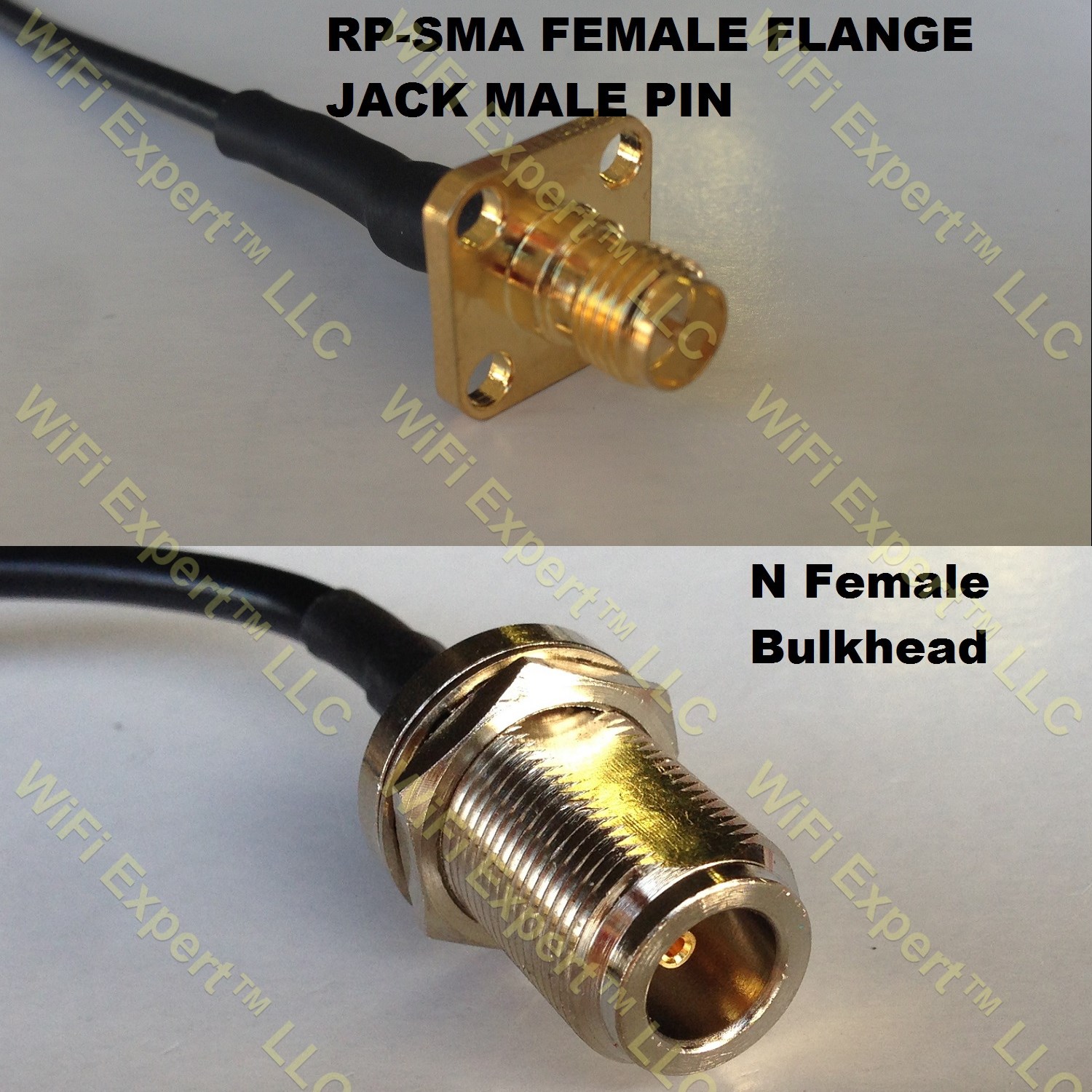 RG316 RP-SMA Female Flange to N FEMALE BULKHEAD Coaxial RF Pigtail Cable