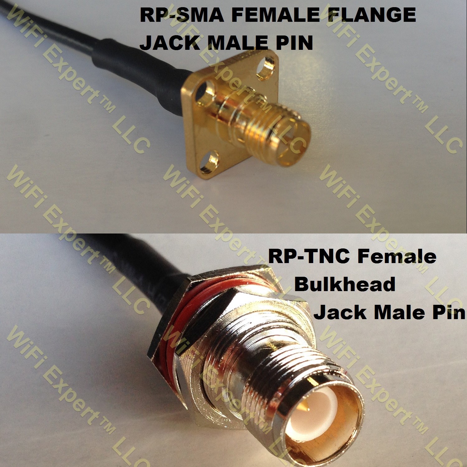 RG316 RP-SMA Female Flange to RP-TNC FEMALE BULKHEAD Coaxial RF Pigtail Cable