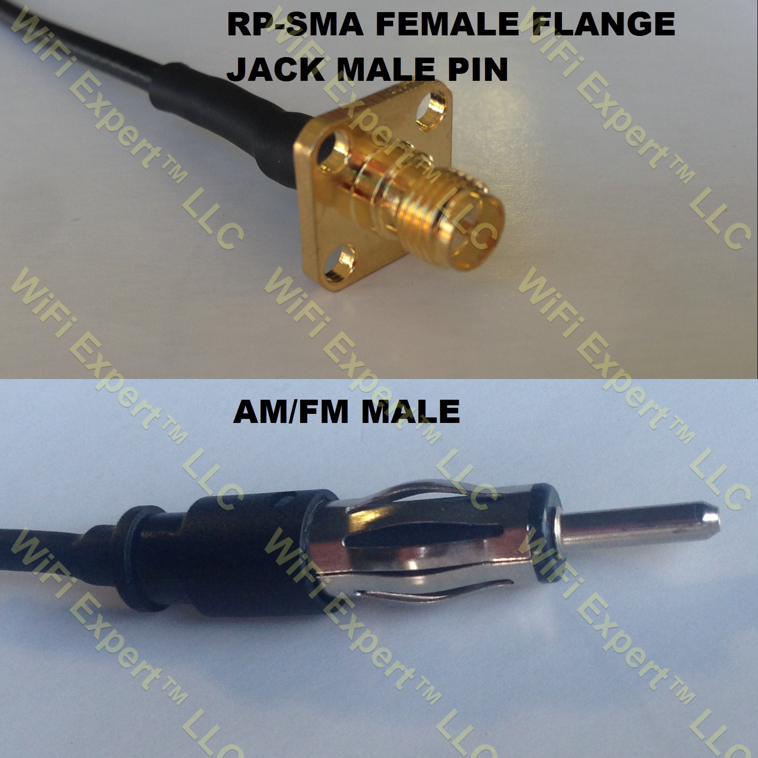 RG316 RP-SMA Female Flange to AM/FM MALE Coaxial RF Pigtail Cable