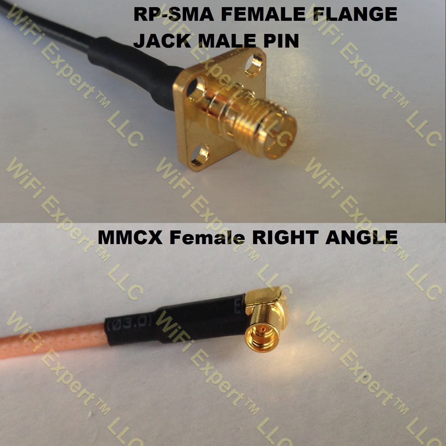 RG316 RP-SMA Female Flange to MMCX FEMALE ANGLE Coaxial RF Pigtail Cable