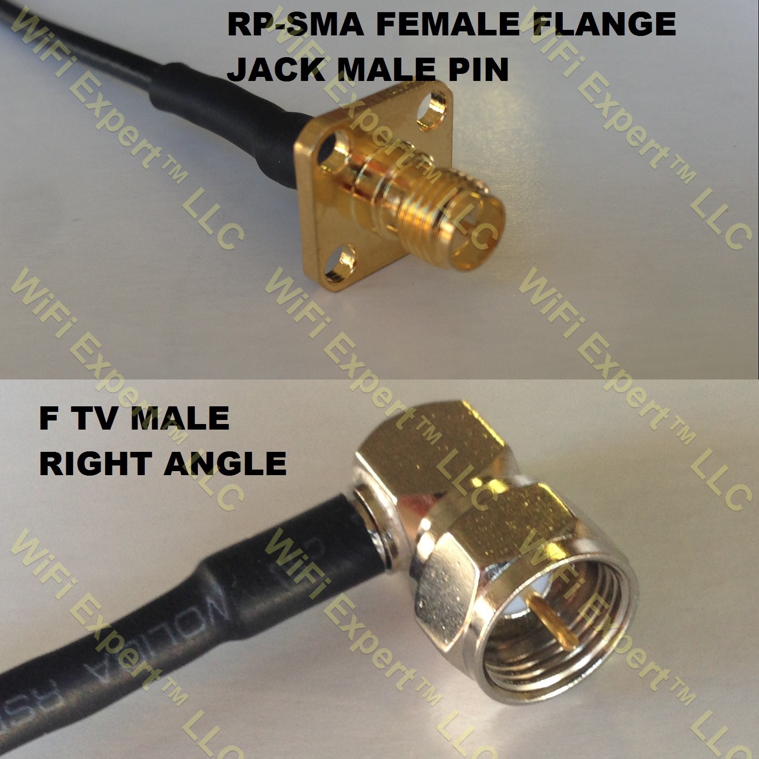 RG316 RP-SMA Female Flange to F MALE ANGLE Coaxial RF Pigtail Cable