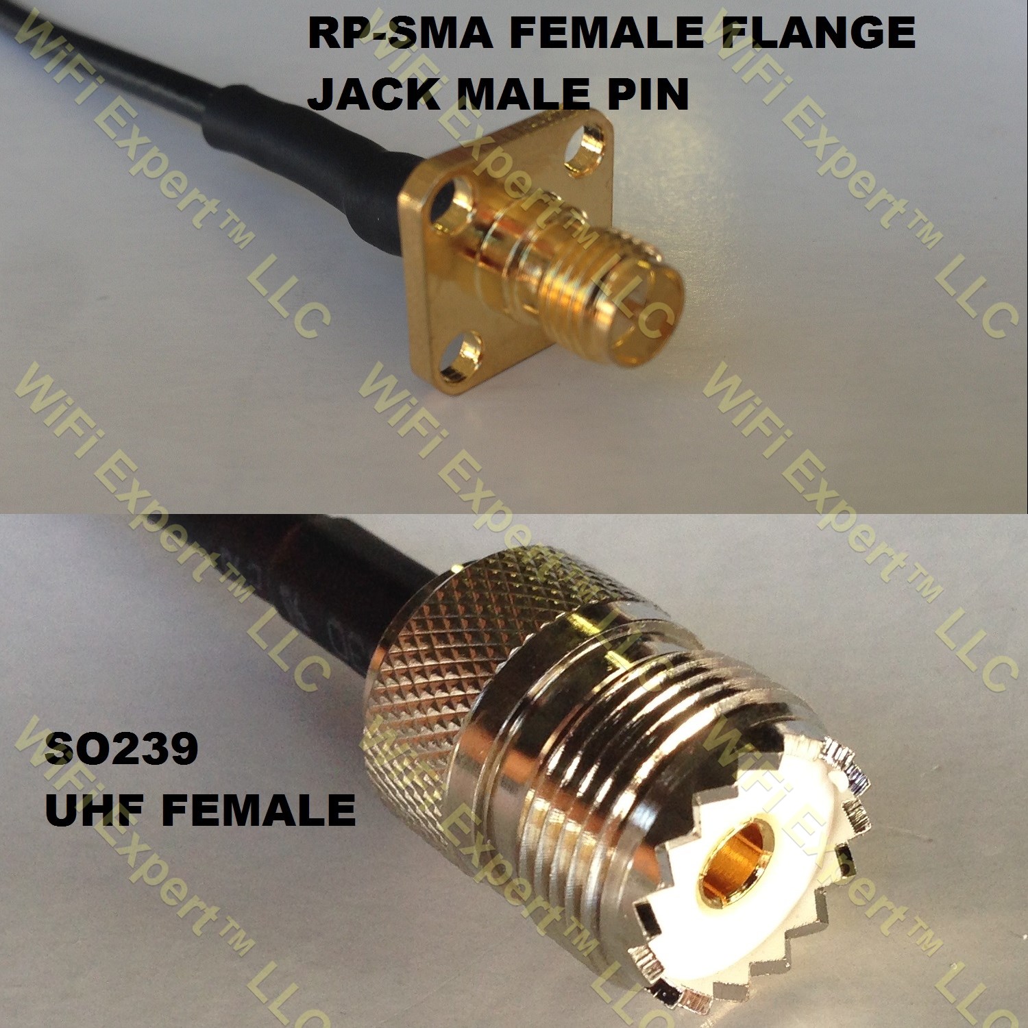 RG316 RP-SMA Female Flange to SO239 UHF Female Coaxial RF Pigtail Cable