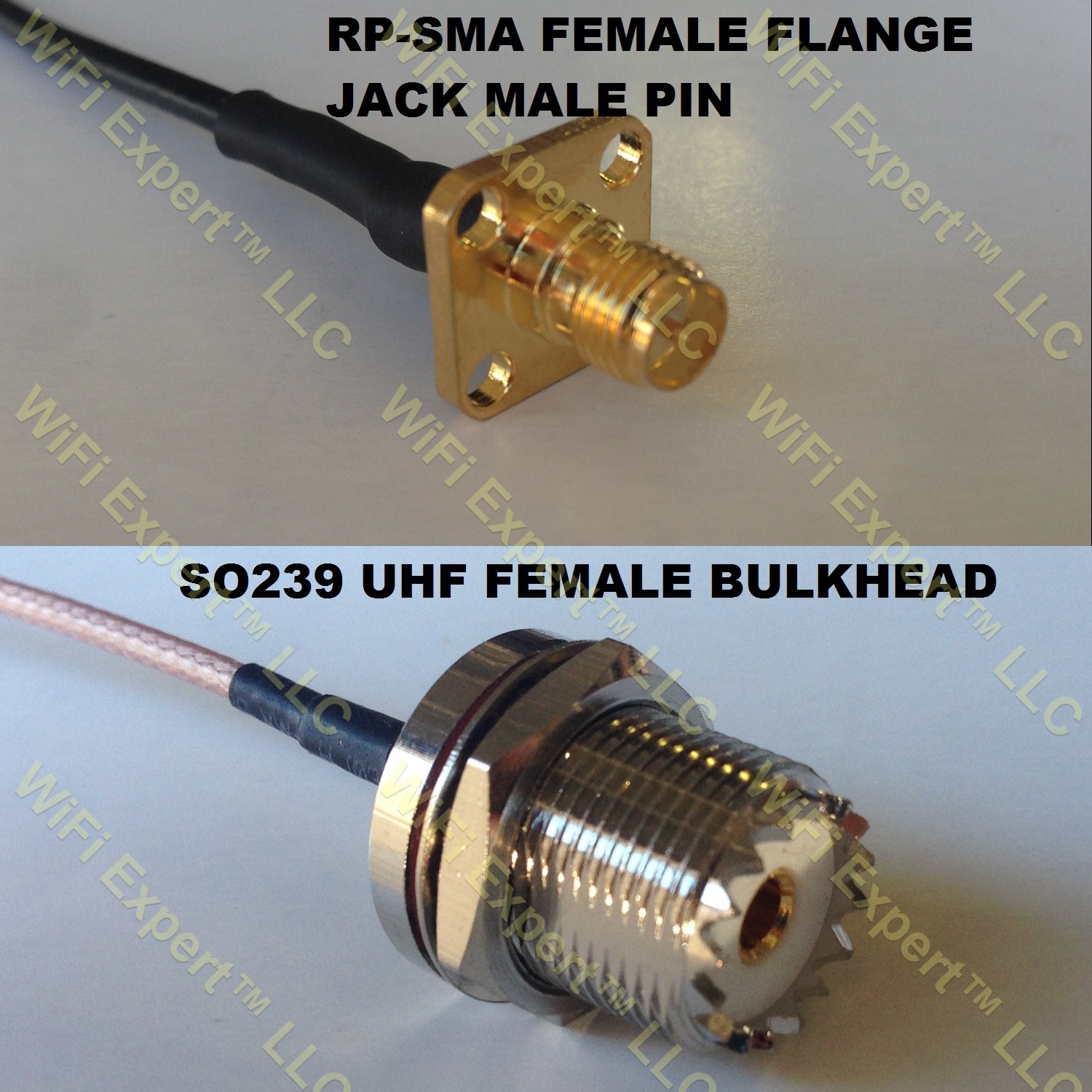 RG316 RP-SMA Female Flange to UHF Female BULKHEAD Coaxial RF Pigtail Cable