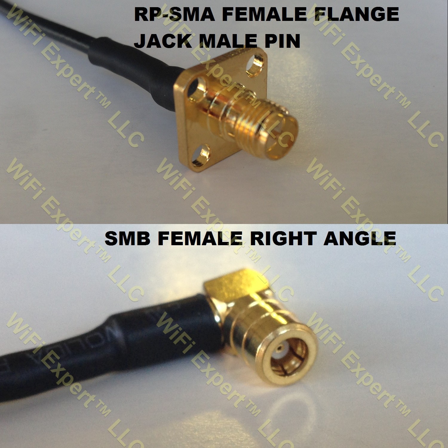 RG316 RP-SMA Female Flange to SMB FEMALE ANGLE Coaxial RF Pigtail Cable