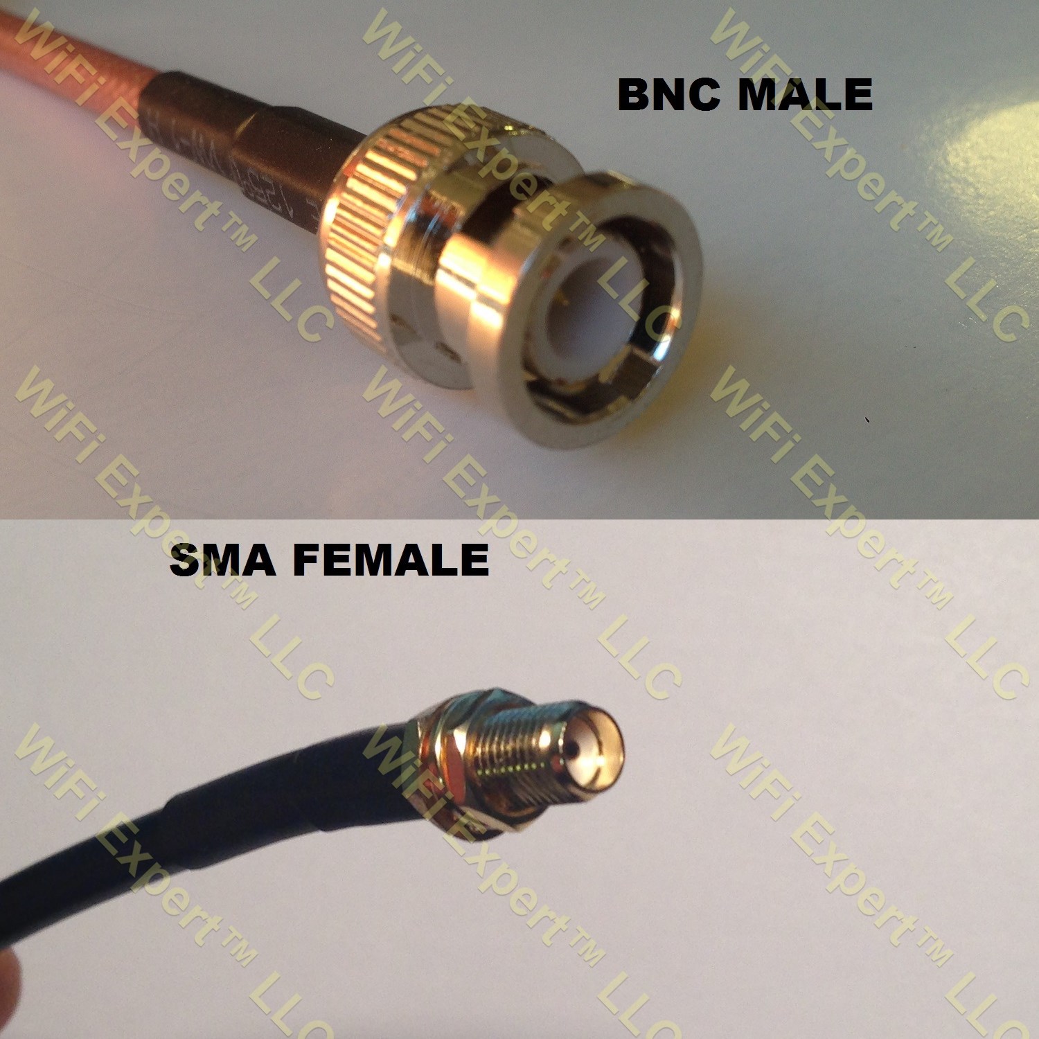 USA-CA RG58 BNC FEMALE to SMA MALE ANGLE Coaxial RF Pigtail Cable 