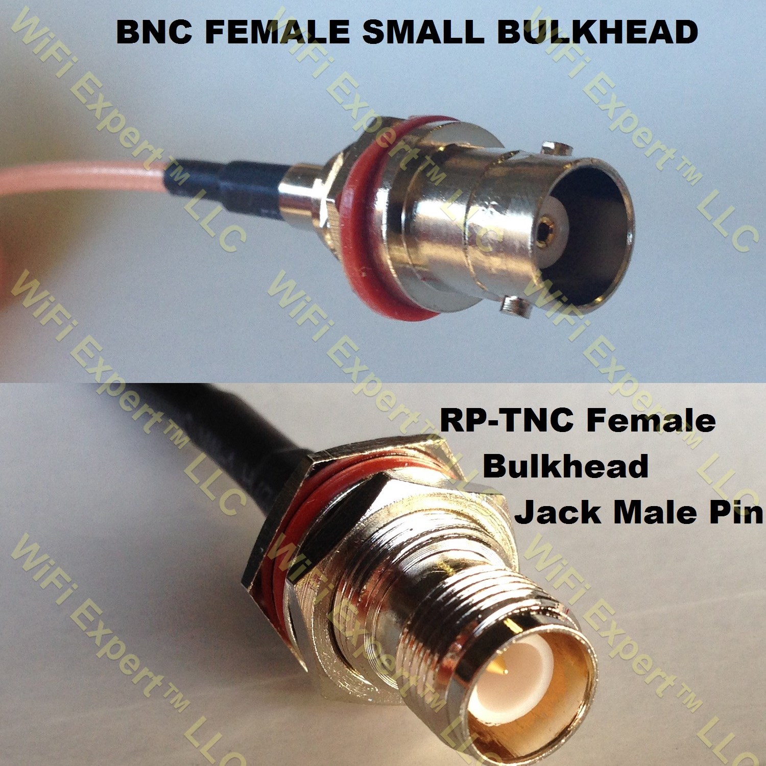 LMR100 BNC FEMALE SM BULKHEAD to RP-TNC FEMALE BULKHEAD Coaxial RF Pigtail Cable