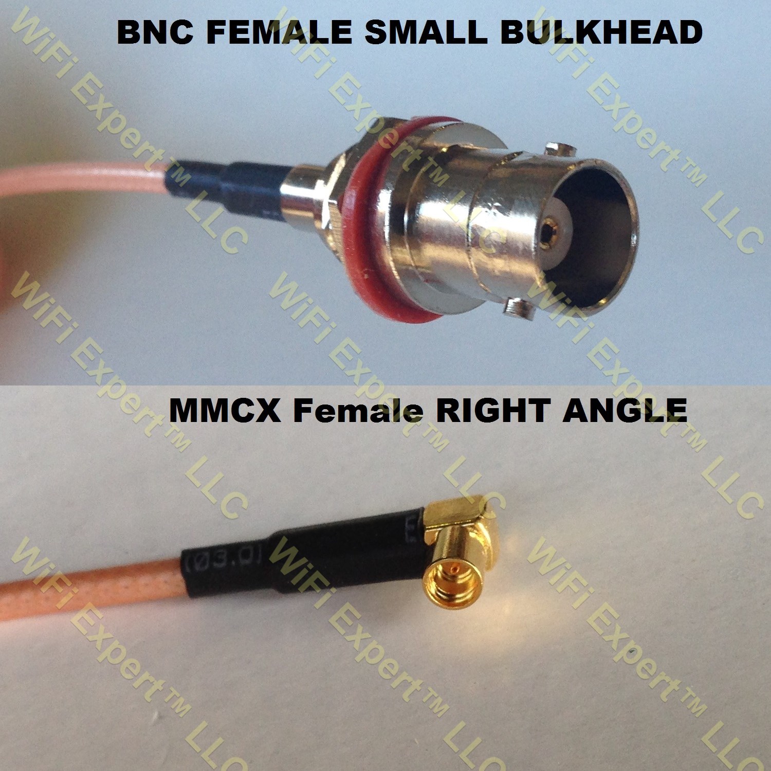 LMR100 BNC FEMALE SM BULKHEAD to MMCX FEMALE ANGLE Coaxial RF Pigtail Cable