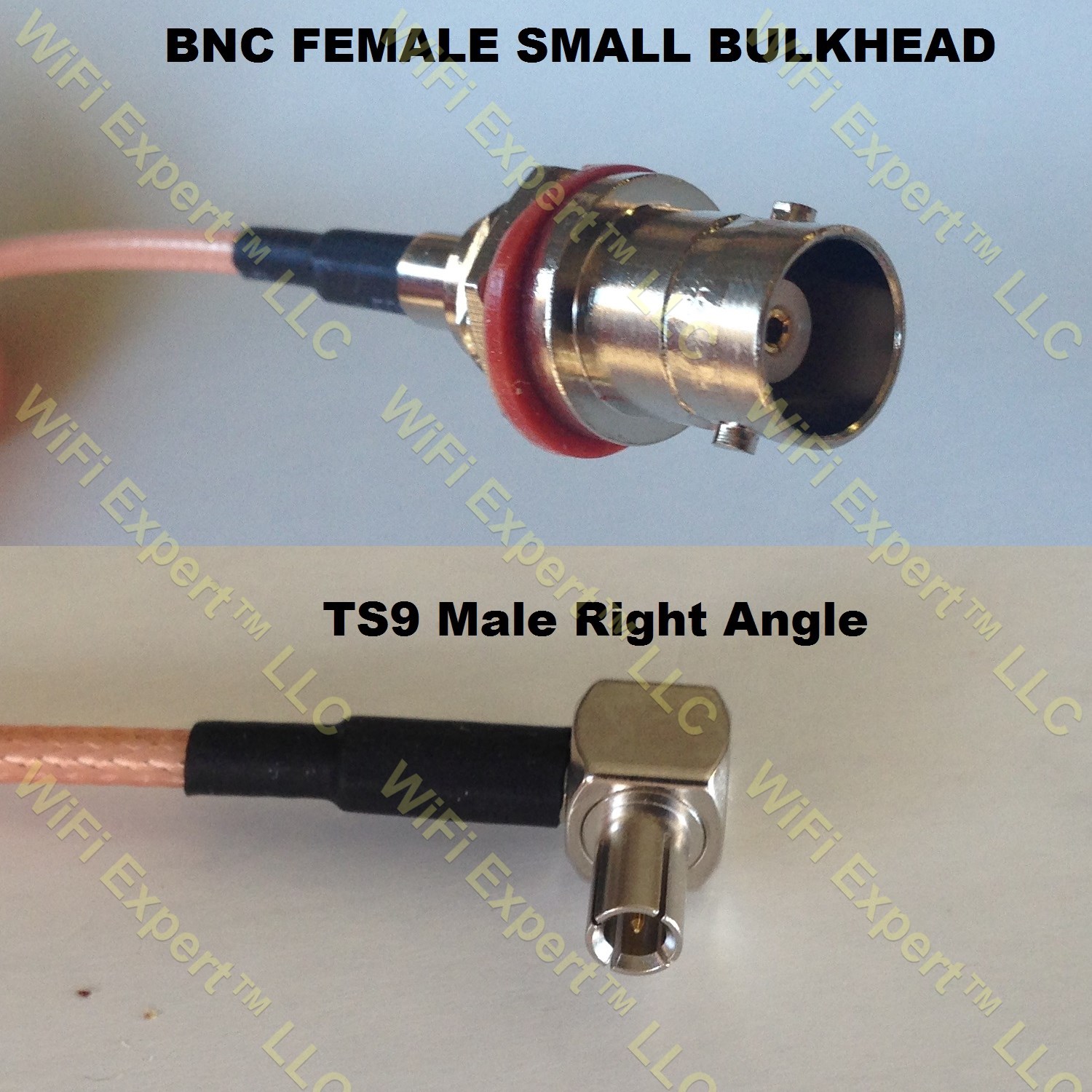 LMR100 BNC FEMALE SM BULKHEAD to TS9 ANGLE MALE Coaxial RF Pigtail Cable