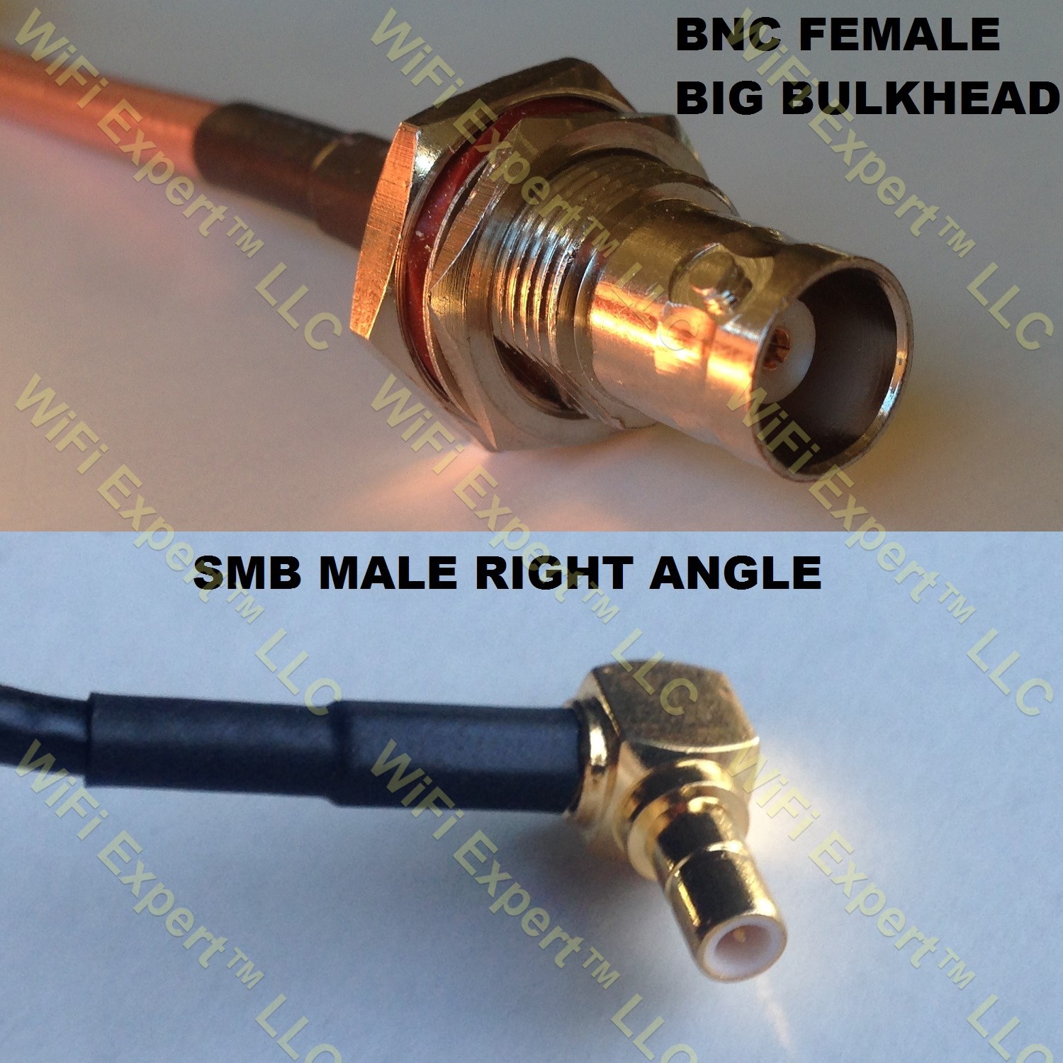 LMR100 BNC FEMALE BIG BULKHEAD to SMB MALE ANGLE Coaxial RF Pigtail Cable