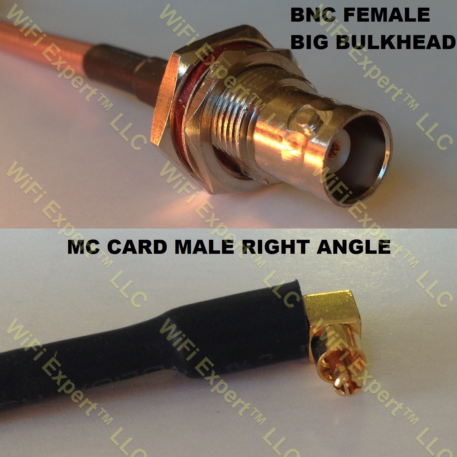 LMR100 BNC FEMALE BIG BULKHEAD to MC CARD MALE ANGLE Coaxial RF Pigtail Cable