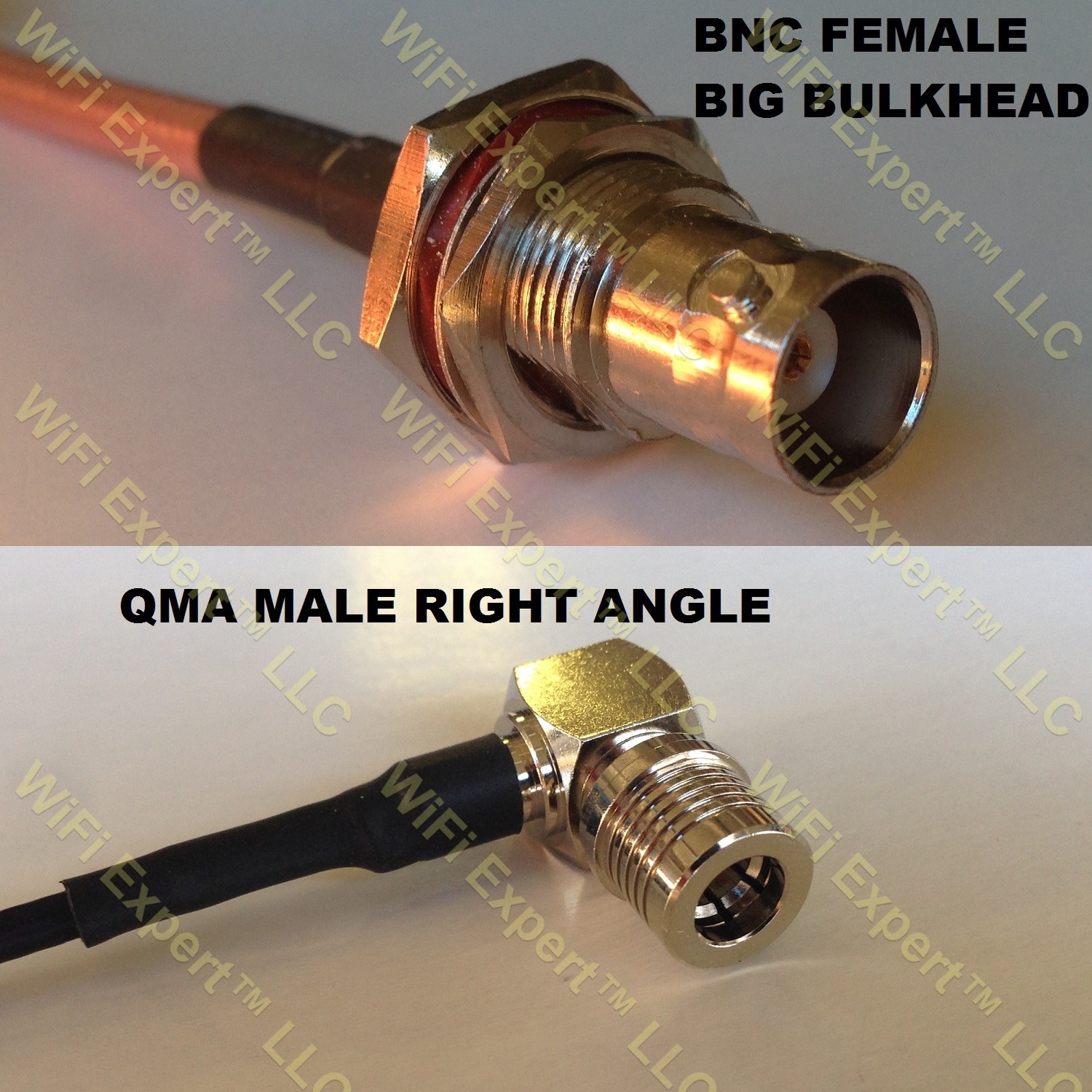 RG400 BNC FEMALE BIG BULKHEAD to QMA MALE ANGLE Coaxial RF Pigtail Cable