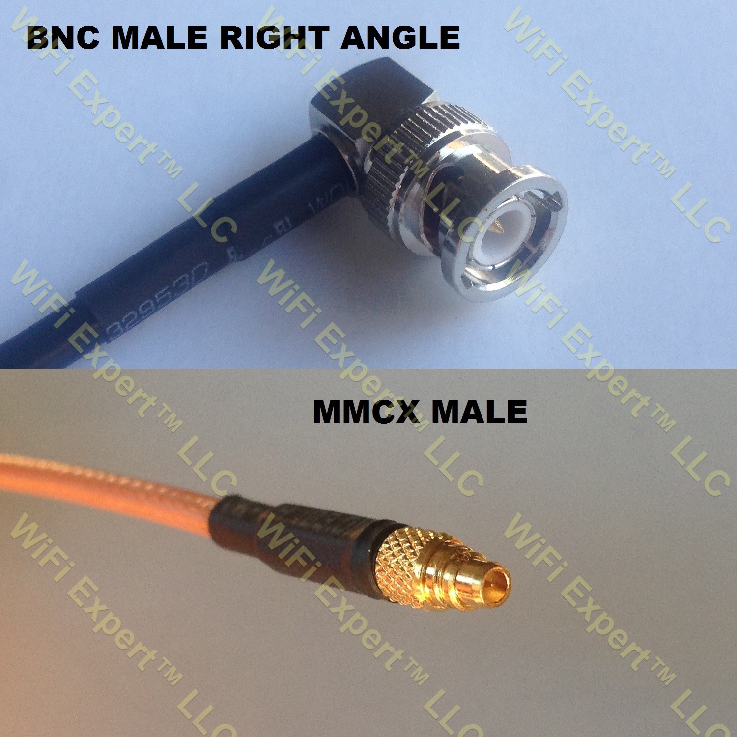LMR100 BNC MALE ANGLE to MMCX MALE Coaxial RF Pigtail Cable