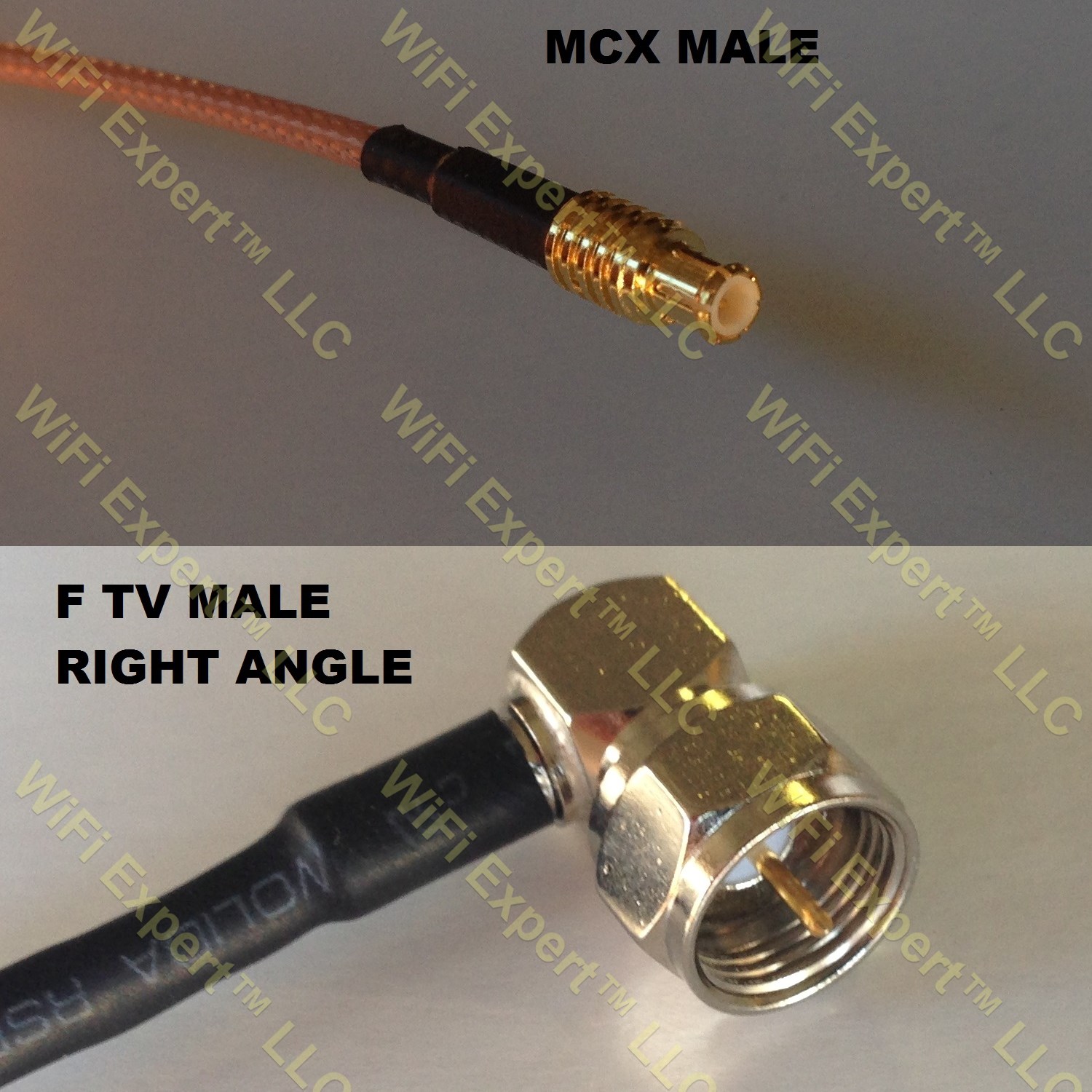 LMR100 MCX MALE to F MALE ANGLE Coaxial RF Pigtail Cable