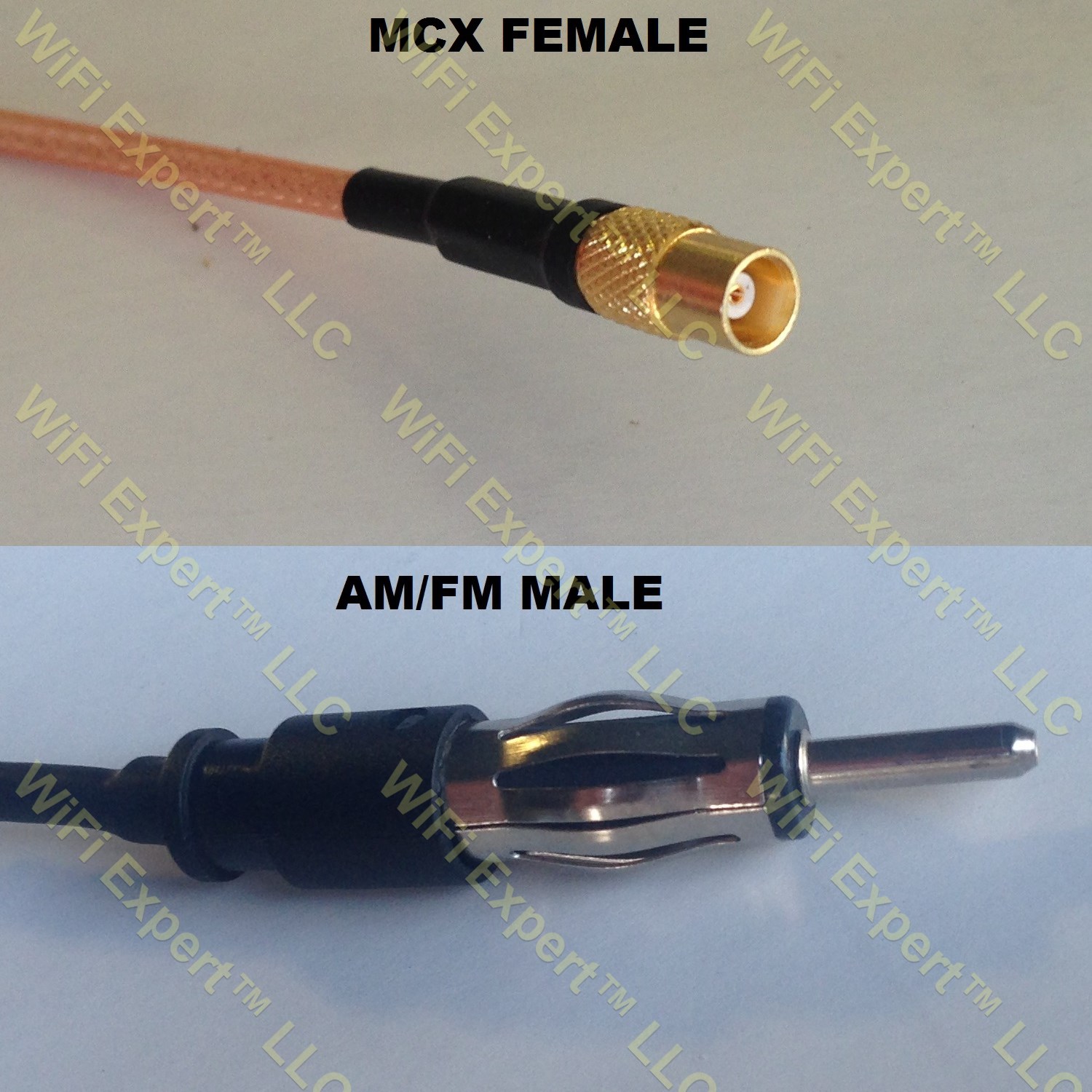 RG316 MCX FEMALE to AM/FM MALE Coaxial RF Pigtail Cable