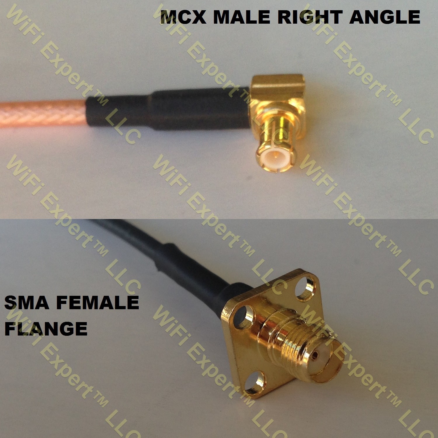 LMR100 MCX MALE ANGLE to SMA FEMALE FLANGE Coaxial RF Pigtail Cable