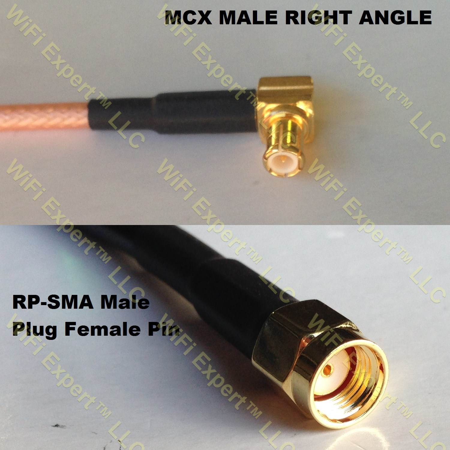 LMR100 MCX MALE ANGLE to RP-SMA MALE Coaxial RF Pigtail Cable
