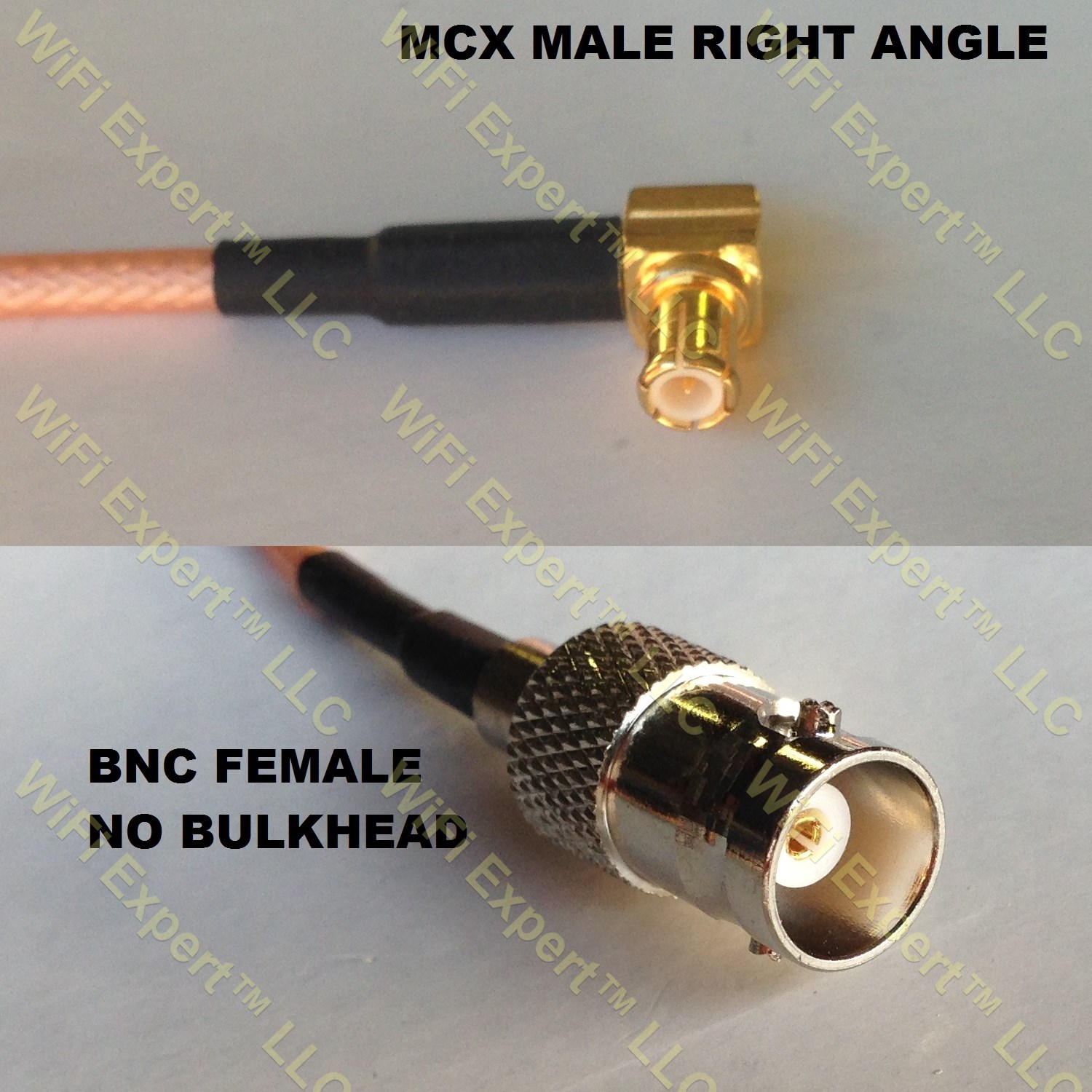LMR100 MCX MALE ANGLE to BNC FEMALE Coaxial RF Pigtail Cable