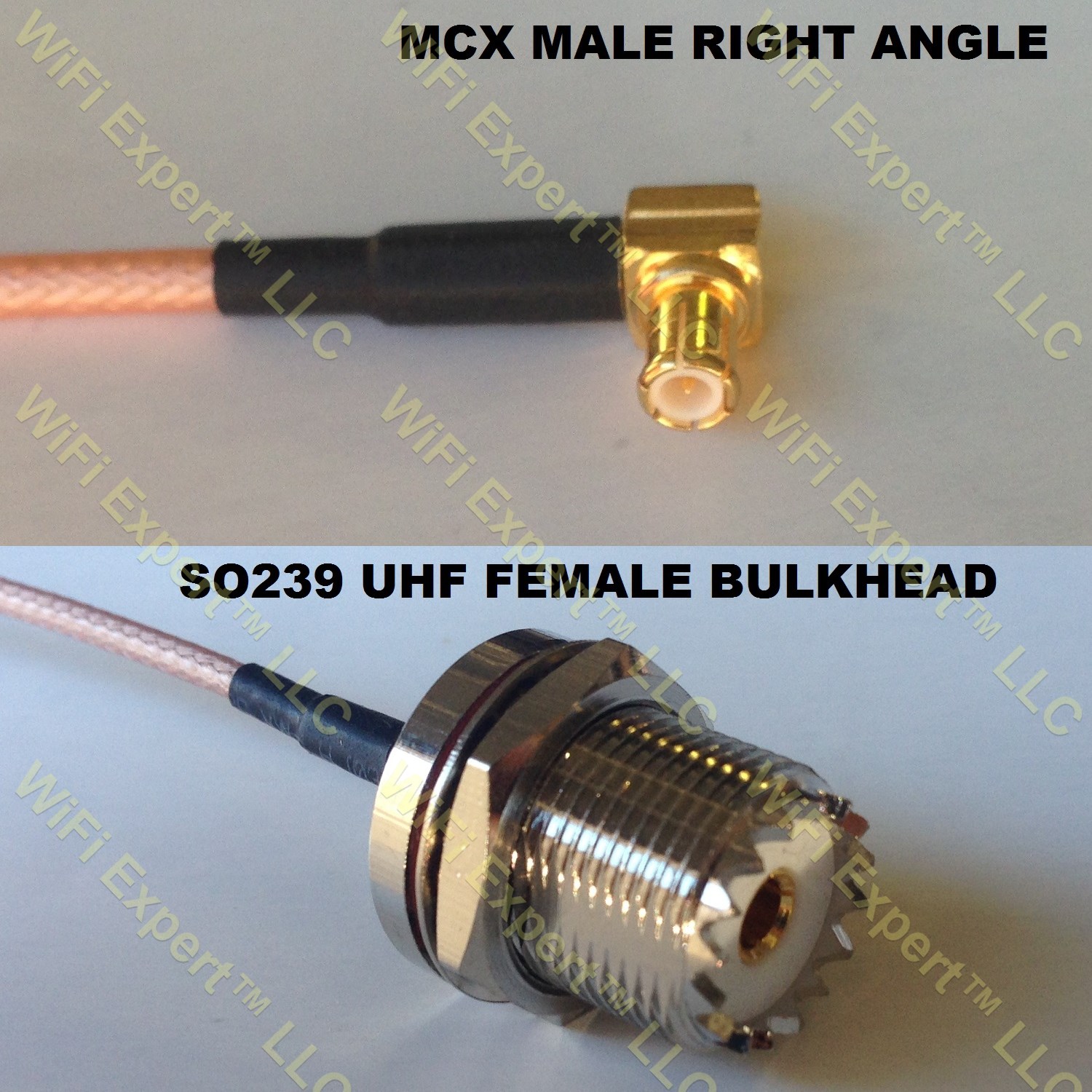 LMR100 MCX MALE ANGLE to UHF Female BULKHEAD Coaxial RF Pigtail Cable