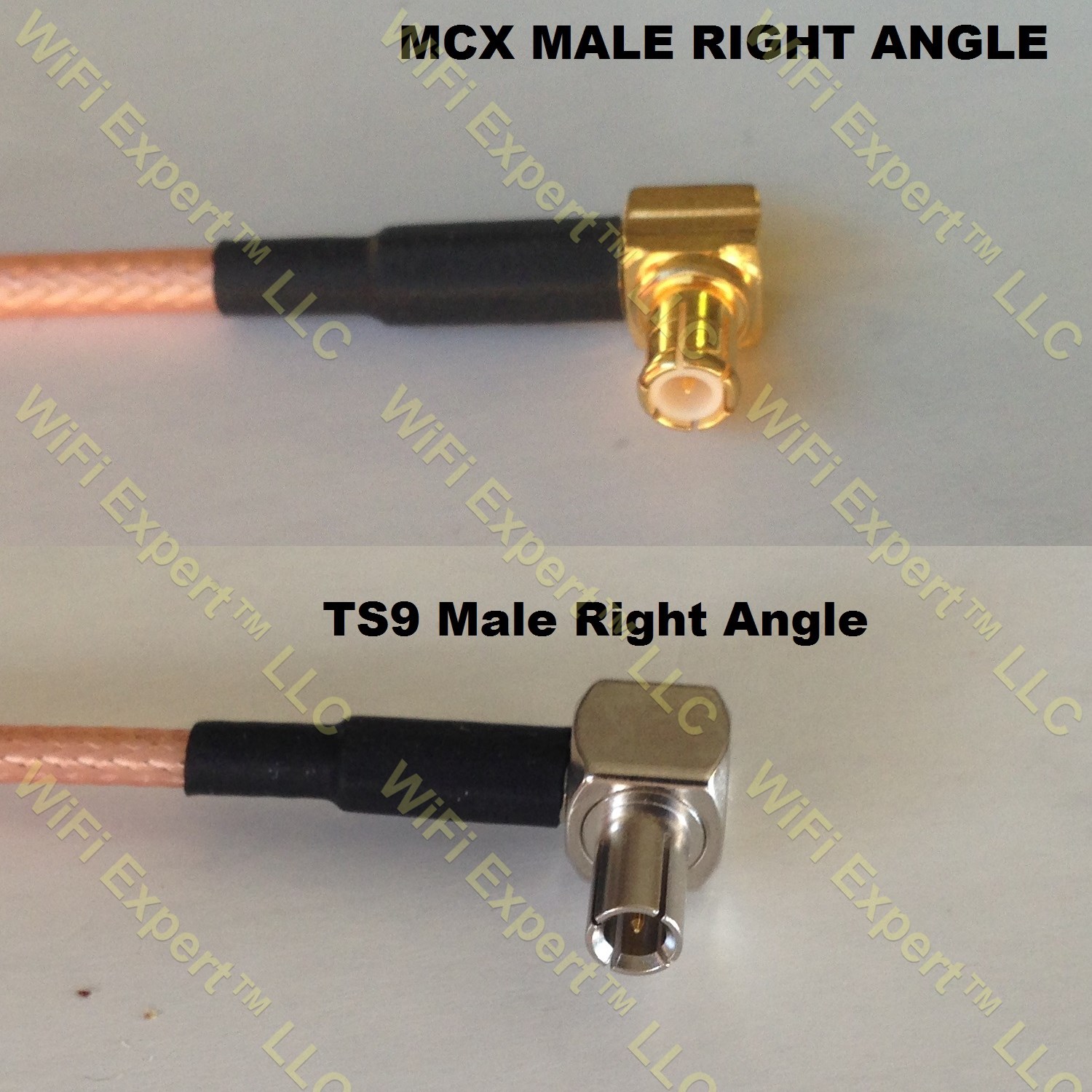 LMR100 MCX MALE ANGLE to TS9 ANGLE MALE Coaxial RF Pigtail Cable