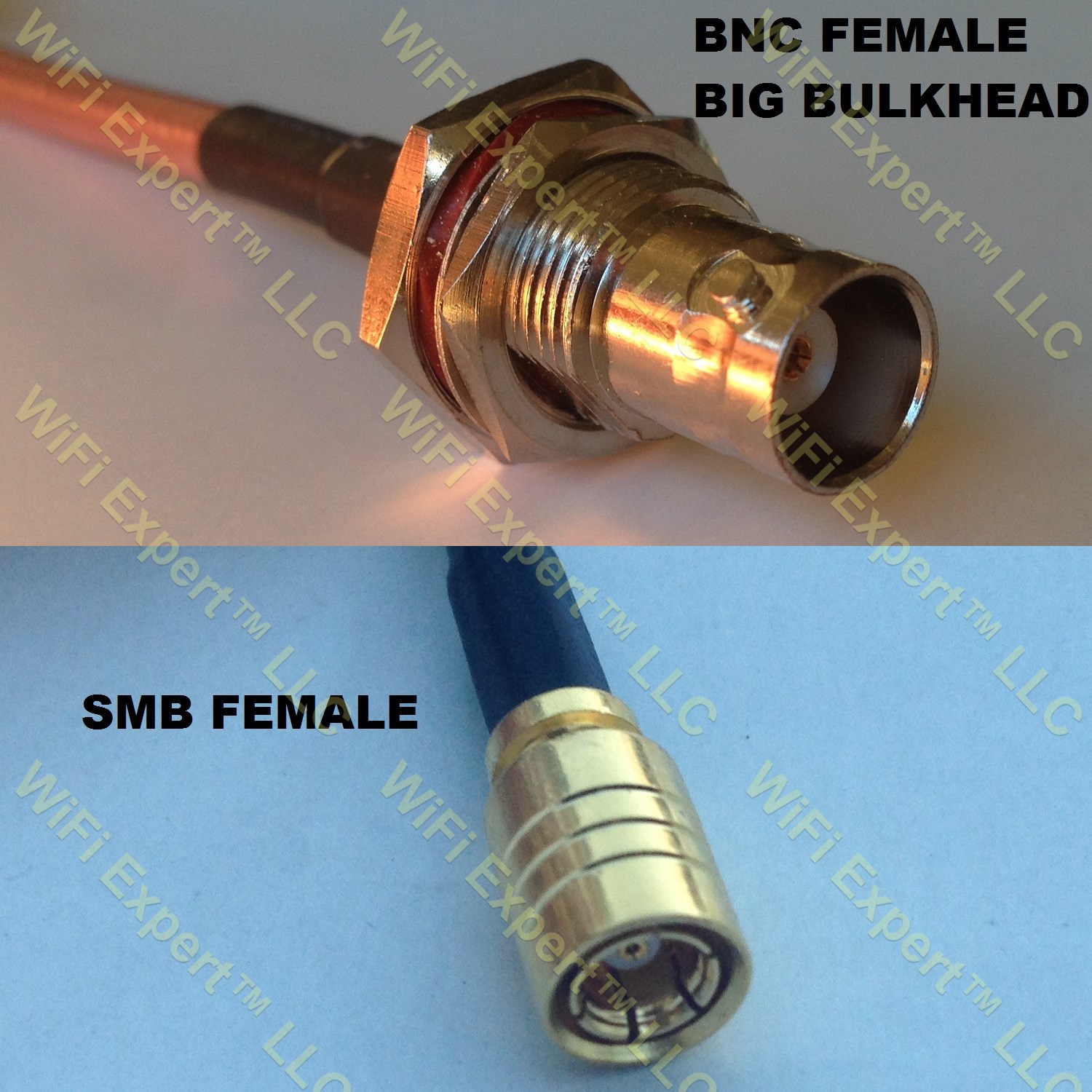 LMR195 BNC FEMALE BIG BULKHEAD to SMB FEMALE Coaxial RF Pigtail Cable