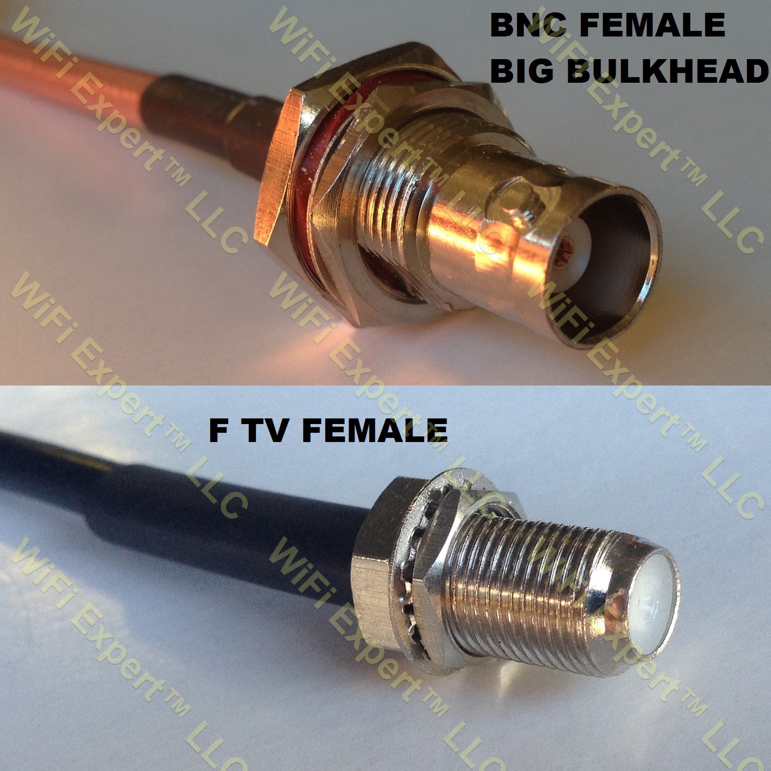 LMR195 BNC FEMALE BIG BULKHEAD to F FEMALE Coaxial RF Pigtail Cable